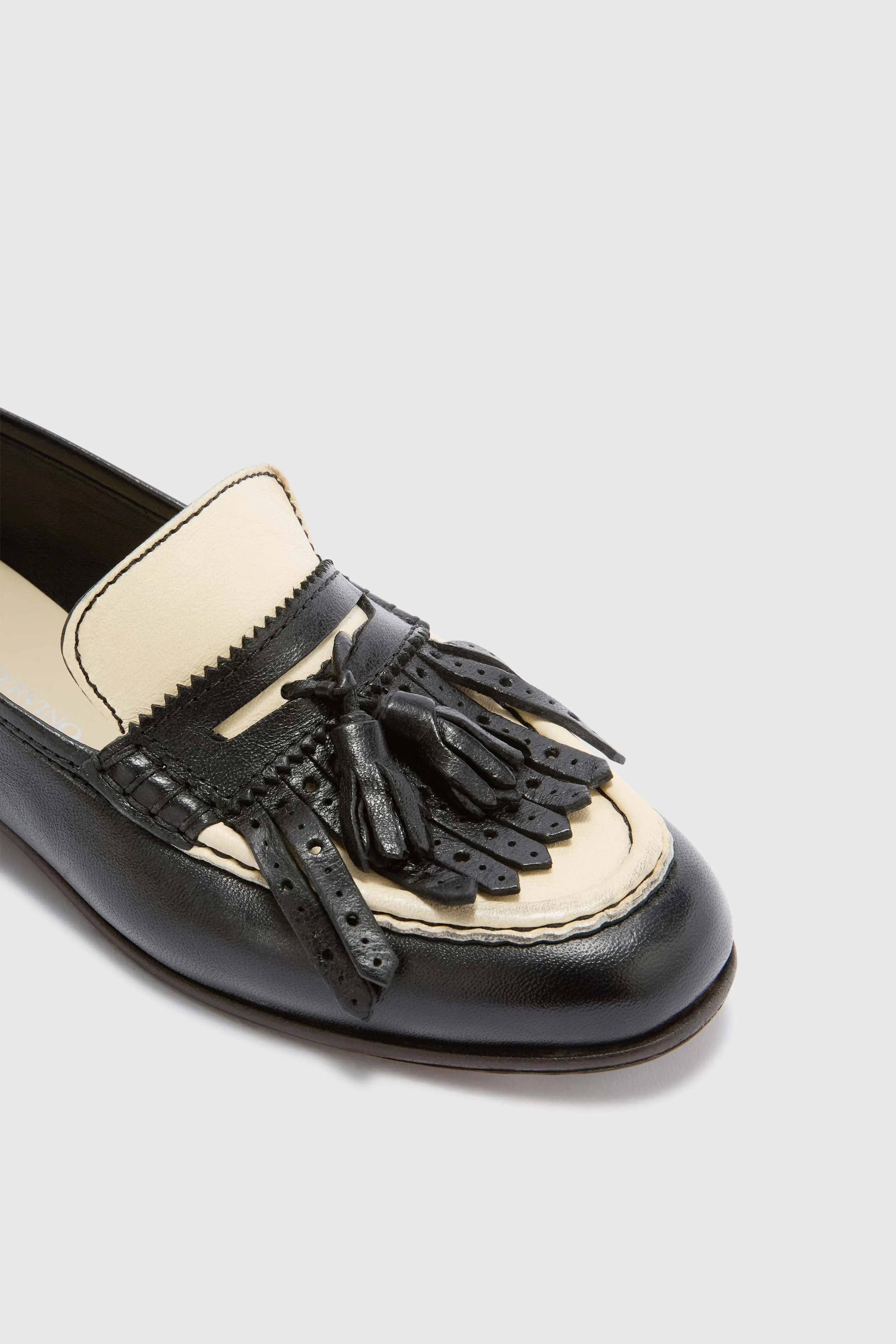 Black College loafers in vintage-effect shearling leather with tassels sold by Ermanno Scervino product image thumbnail 5