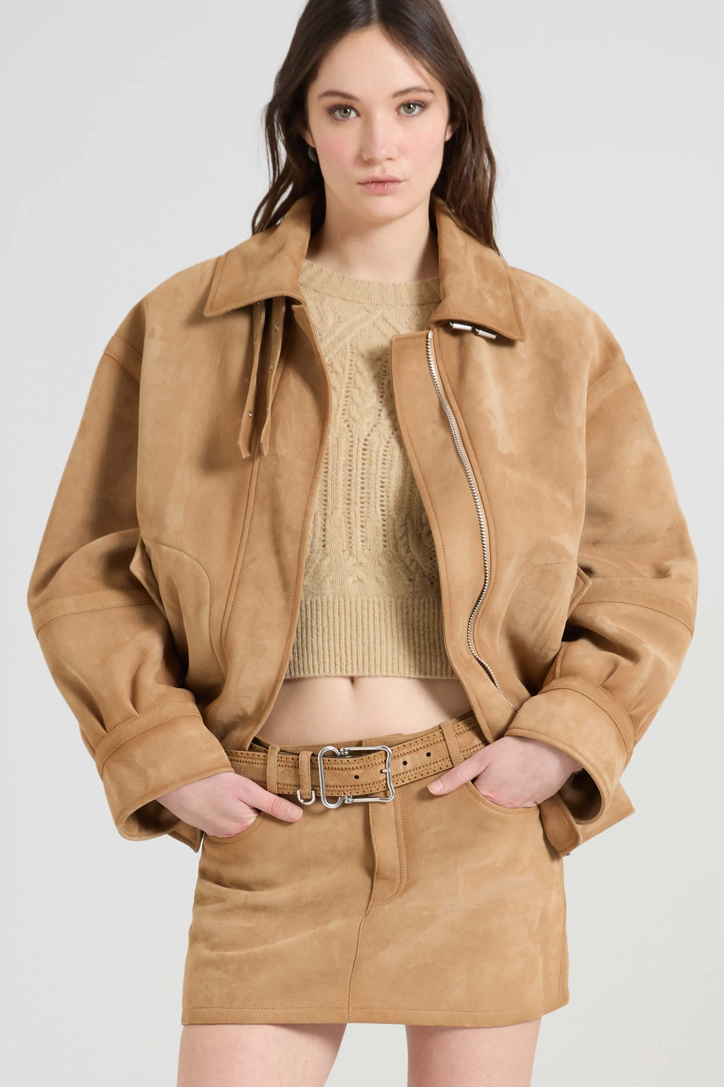 Suede bomber aviator jacket with heritage detailing sold by Ermanno Scervino product image thumbnail 2