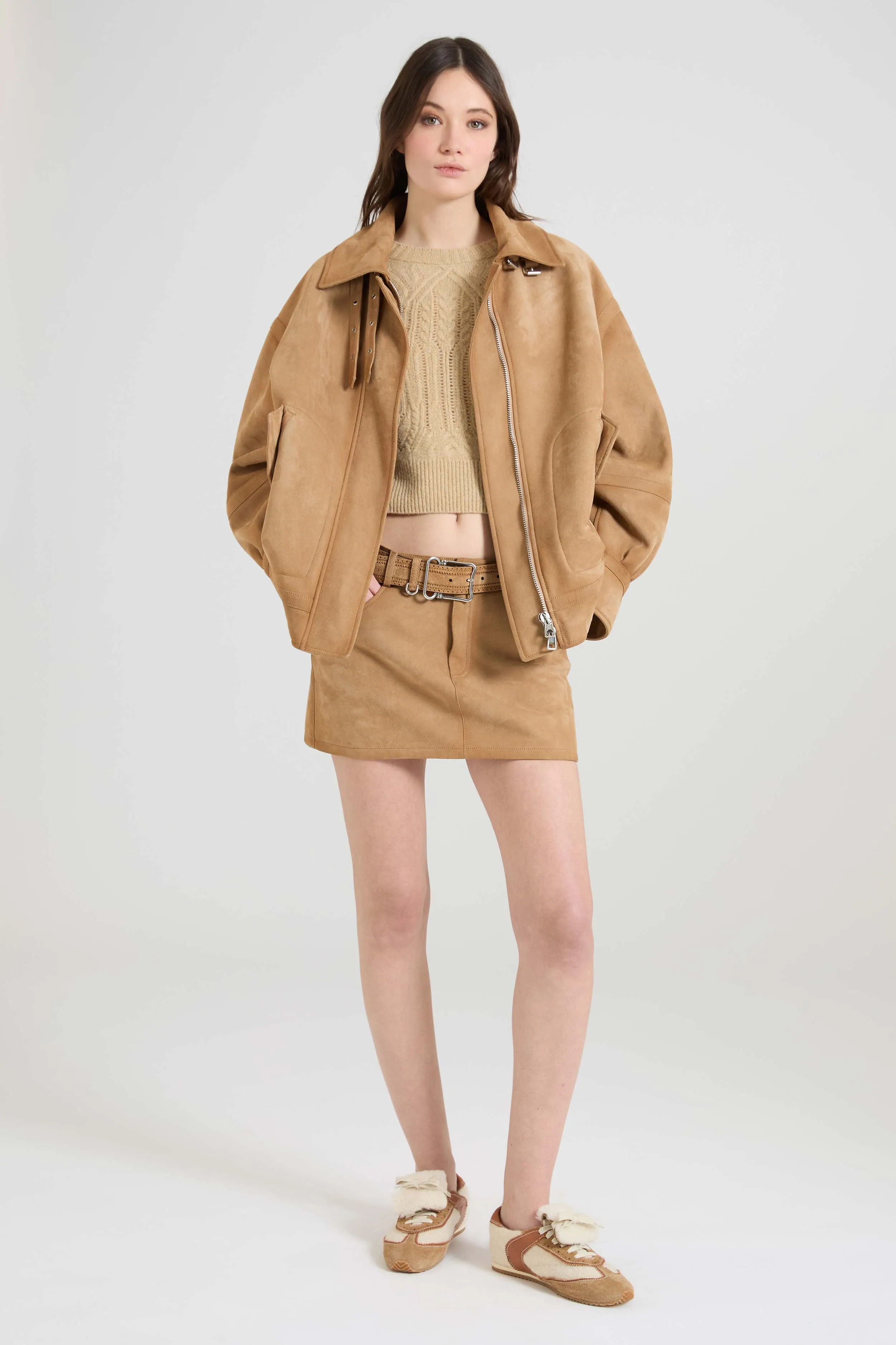 Suede bomber aviator jacket with heritage detailing sold by Ermanno Scervino product image thumbnail 3