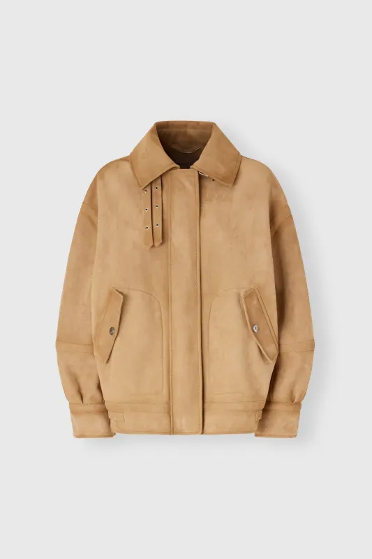 Suede bomber aviator jacket with heritage detailing made by Ermanno Scervino