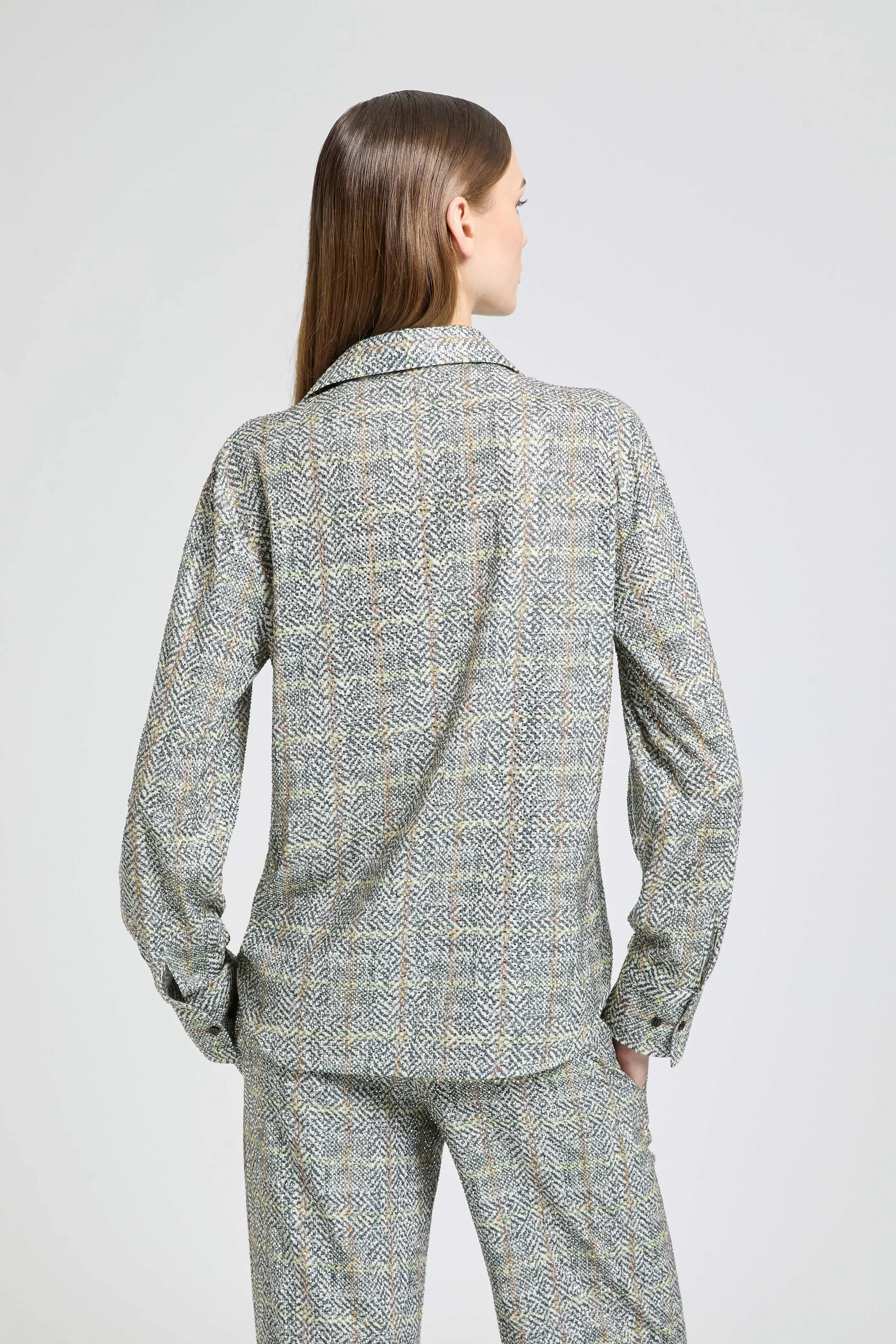 Viscose marocain shirt with resca print and tone-on-tone crystals sold by Ermanno Scervino product image thumbnail 5