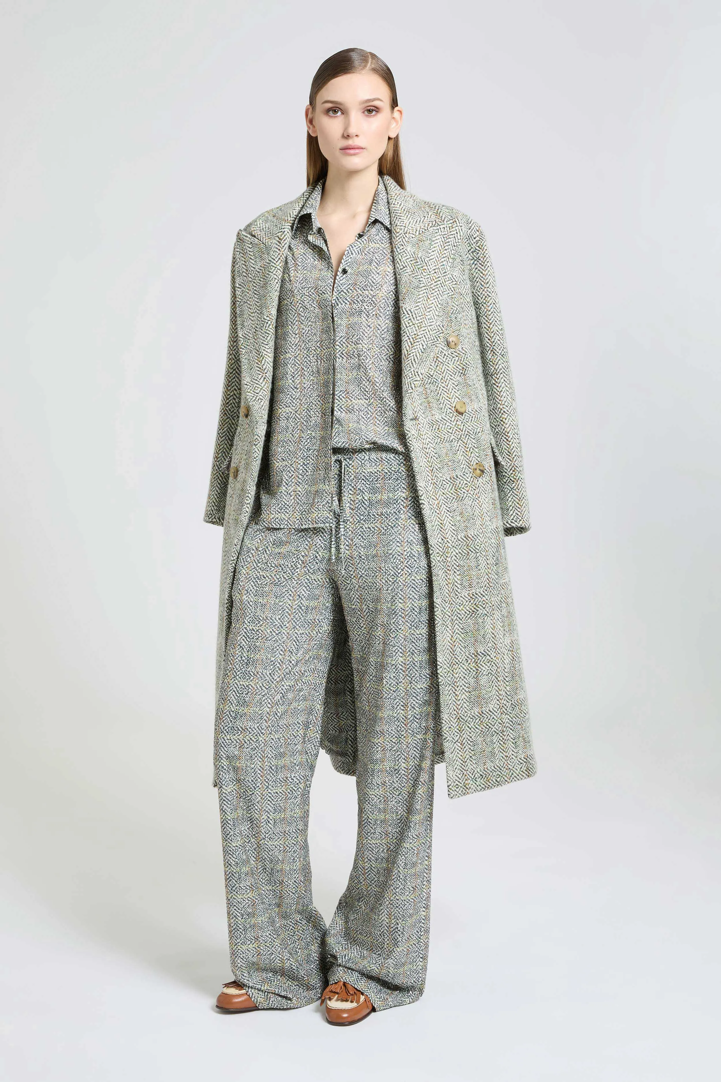 Viscose marocain shirt with resca print and tone-on-tone crystals sold by Ermanno Scervino product image thumbnail 2