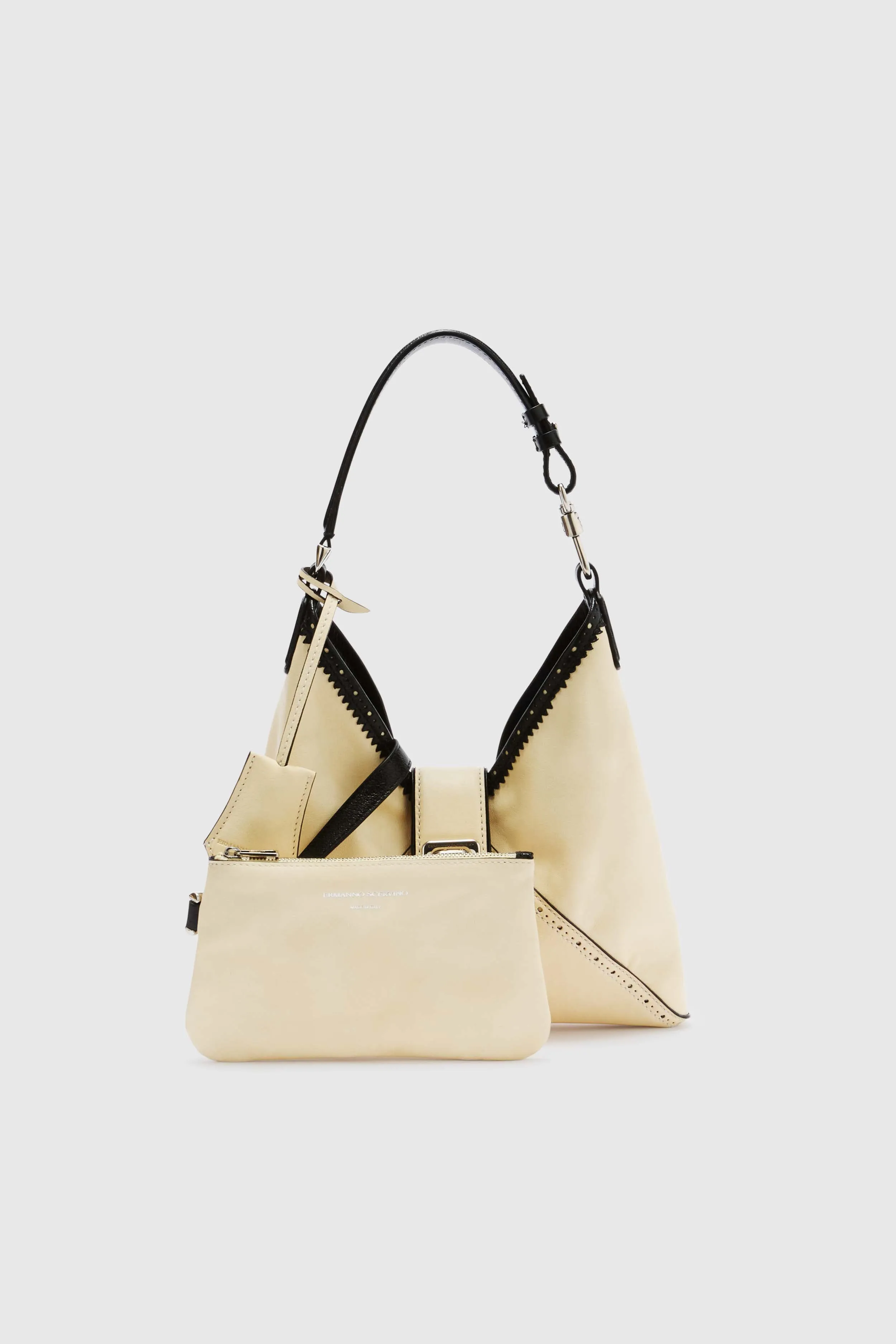 Clio – Mini Hobo Bag in Bicolour Vintage Sheepskin Leather sold by Ermanno Scervino product image thumbnail 4