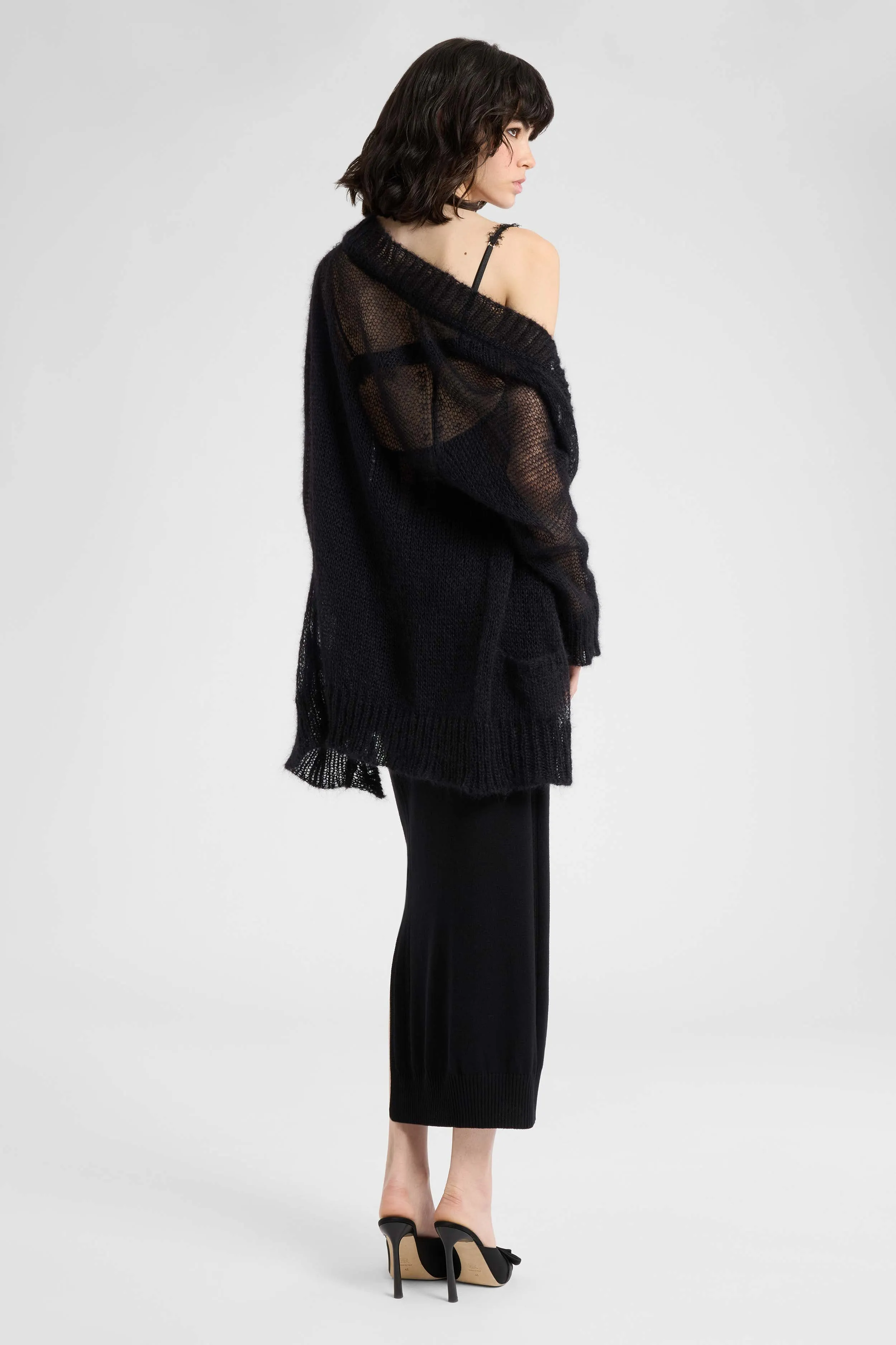 Mohair and Silk Blend Cardigan with Openwork Knit Detail sold by Ermanno Scervino product image thumbnail 4