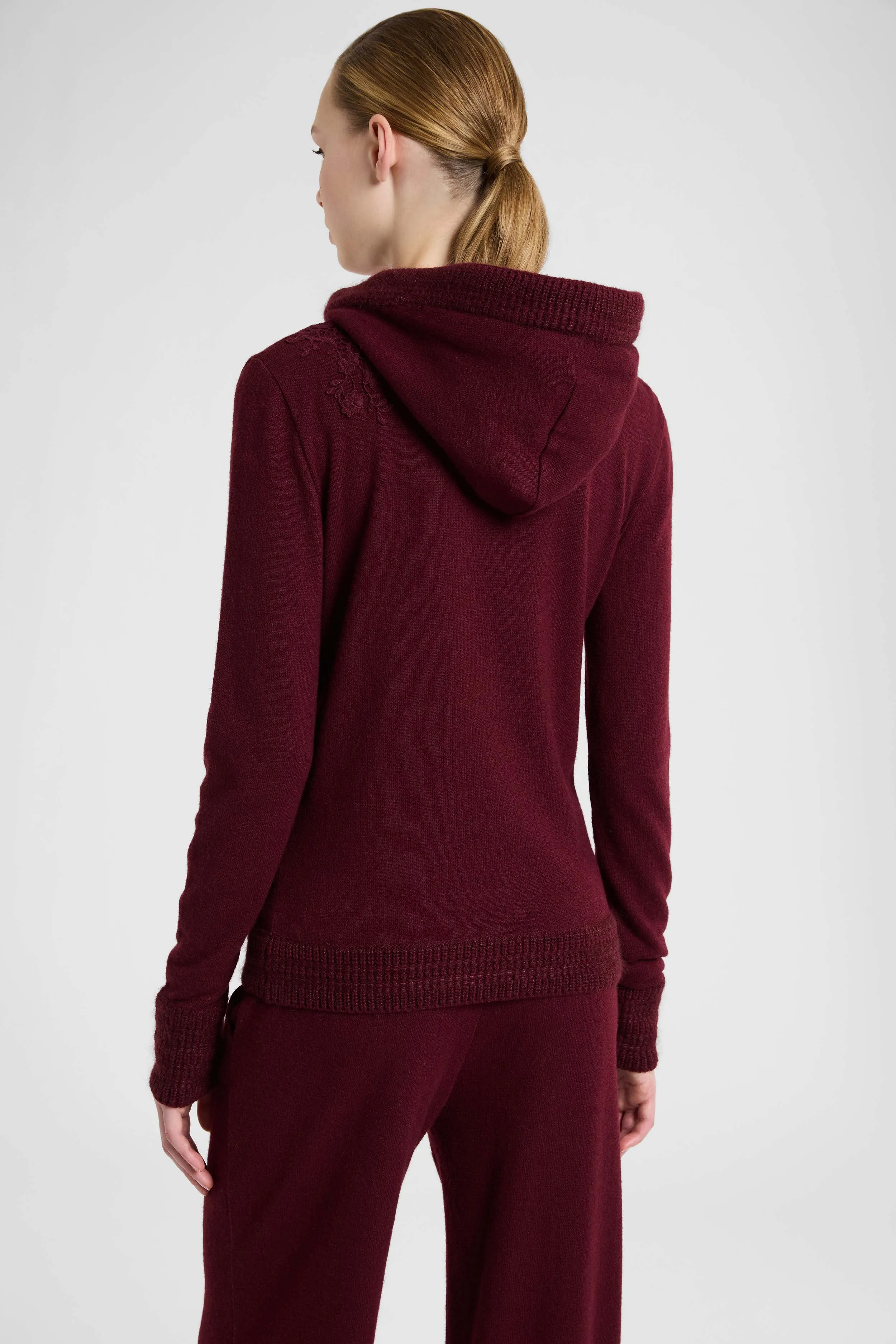 Wool, Viscose and Cashmere Blend Hooded Sweatshirt with Macramé Lace sold by Ermanno Scervino product image thumbnail 5