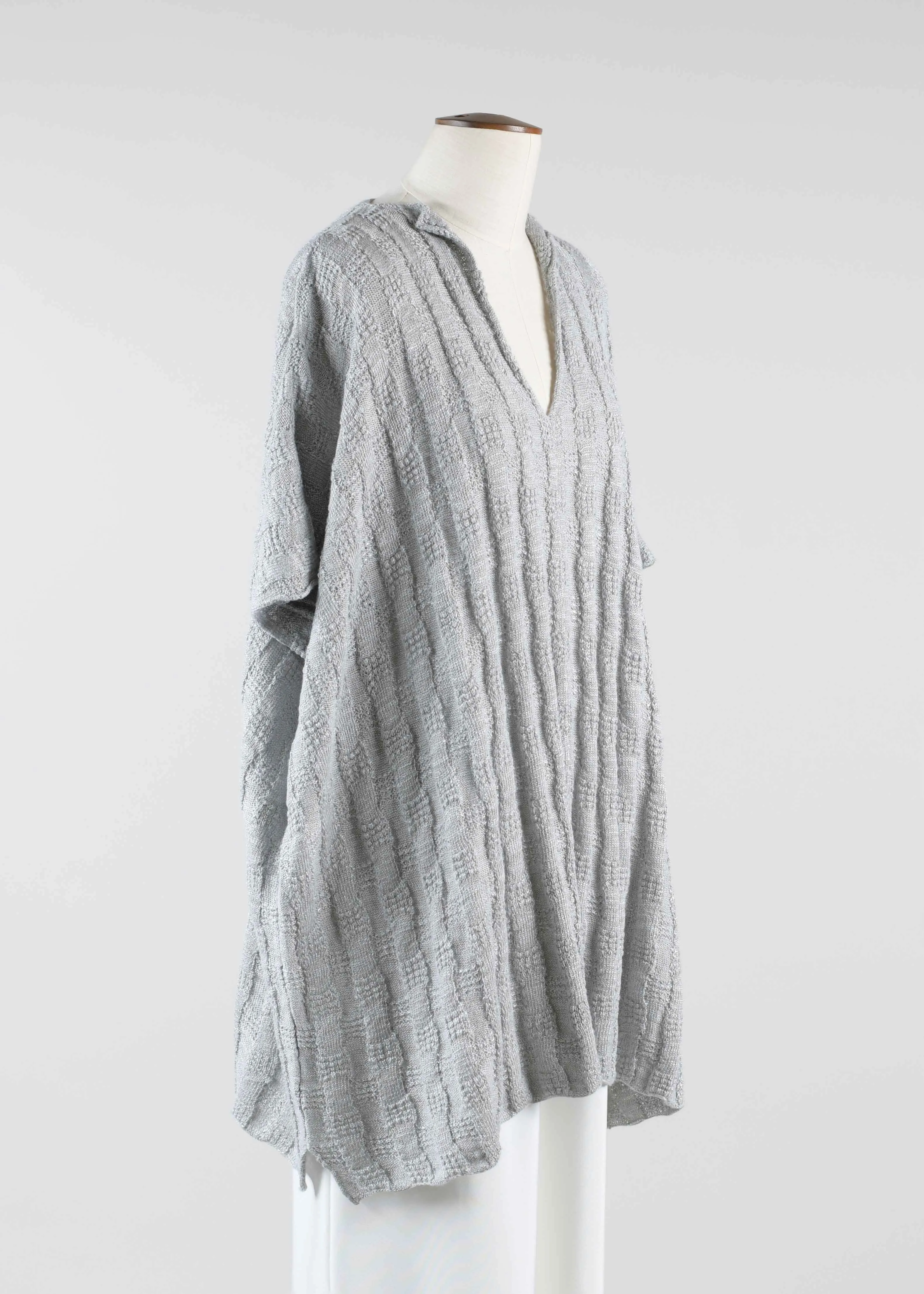 linen mix slit neck knit kaftan - mid plus sold by eskandar product image thumbnail 2