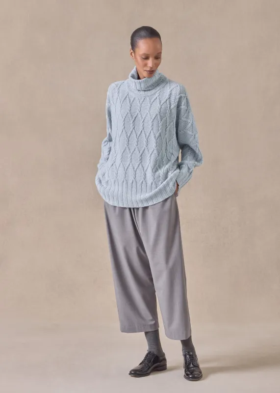 cashmere roll neck sweater - mid plus (woadblue) sold by eskandar