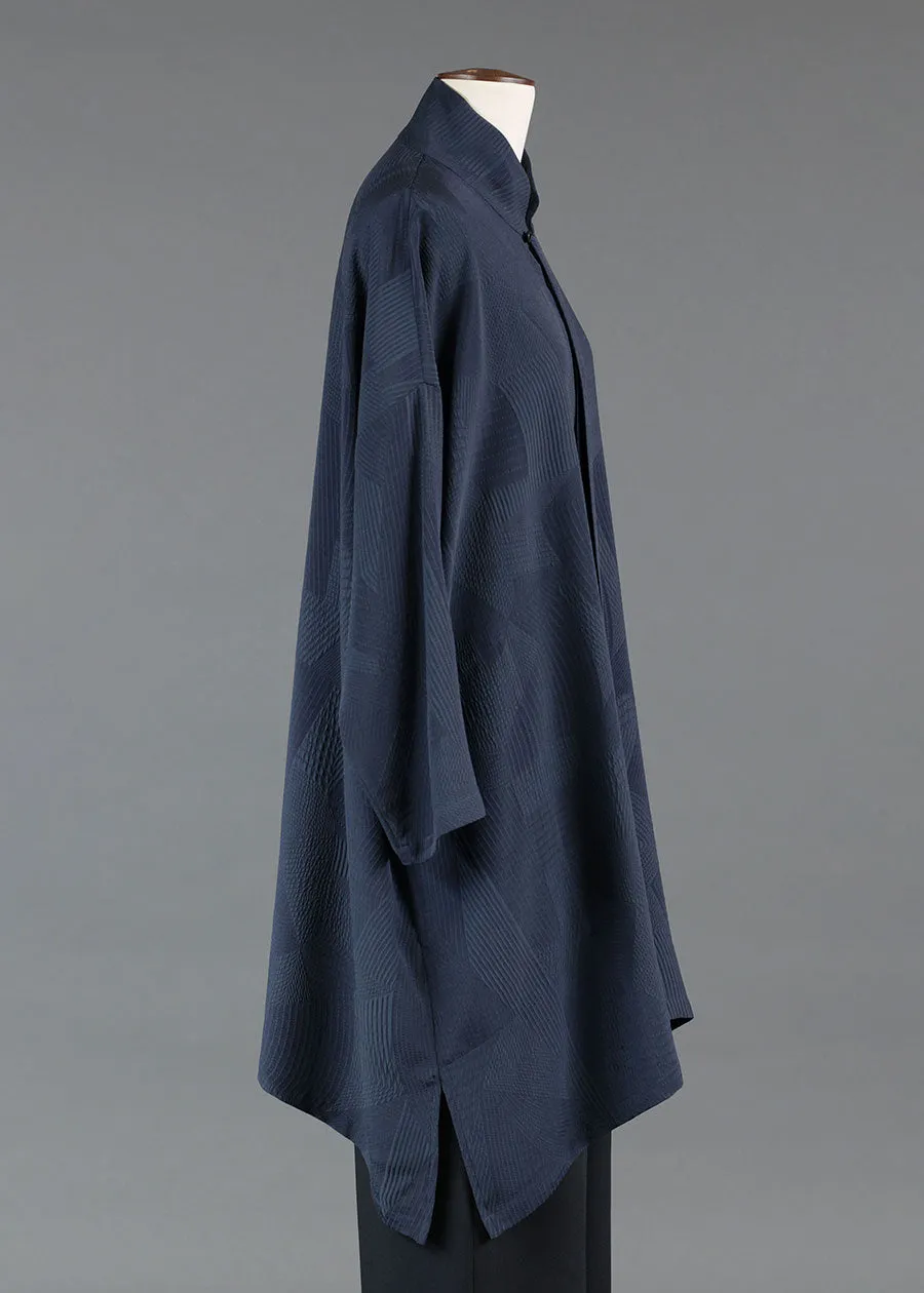 silk wide a-line shirt with chinese collar - very long with slits sold by eskandar product image thumbnail 2