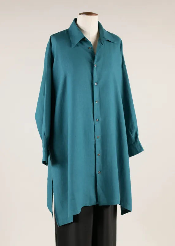 wide a-line shirt with collar - very long with slits sold by eskandar