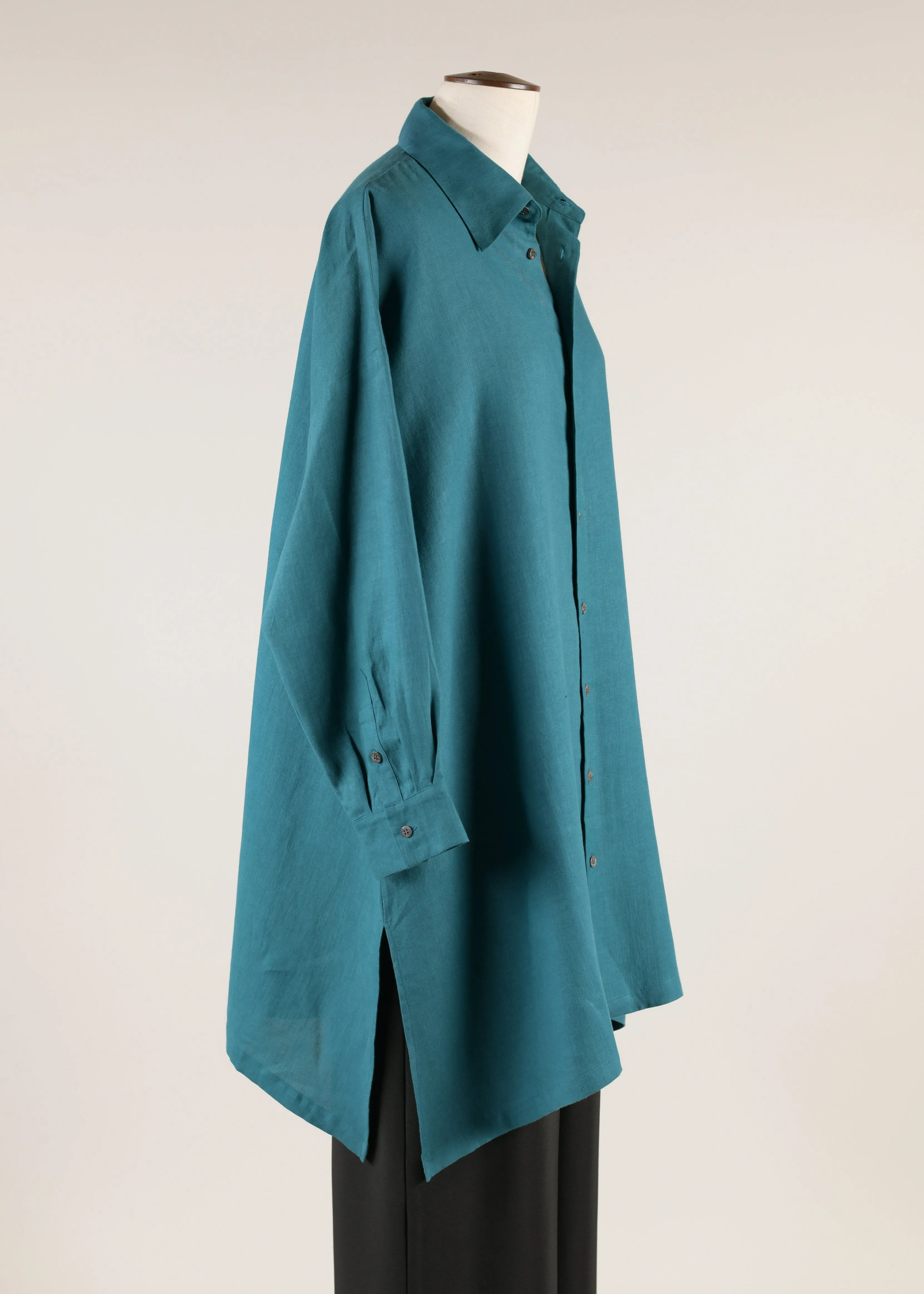 wide a-line shirt with collar - very long with slits sold by eskandar product image thumbnail 2