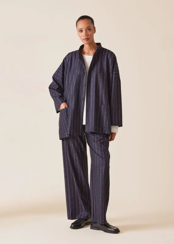 wool cashmere mix wide mandarin jacket - long sold by eskandar