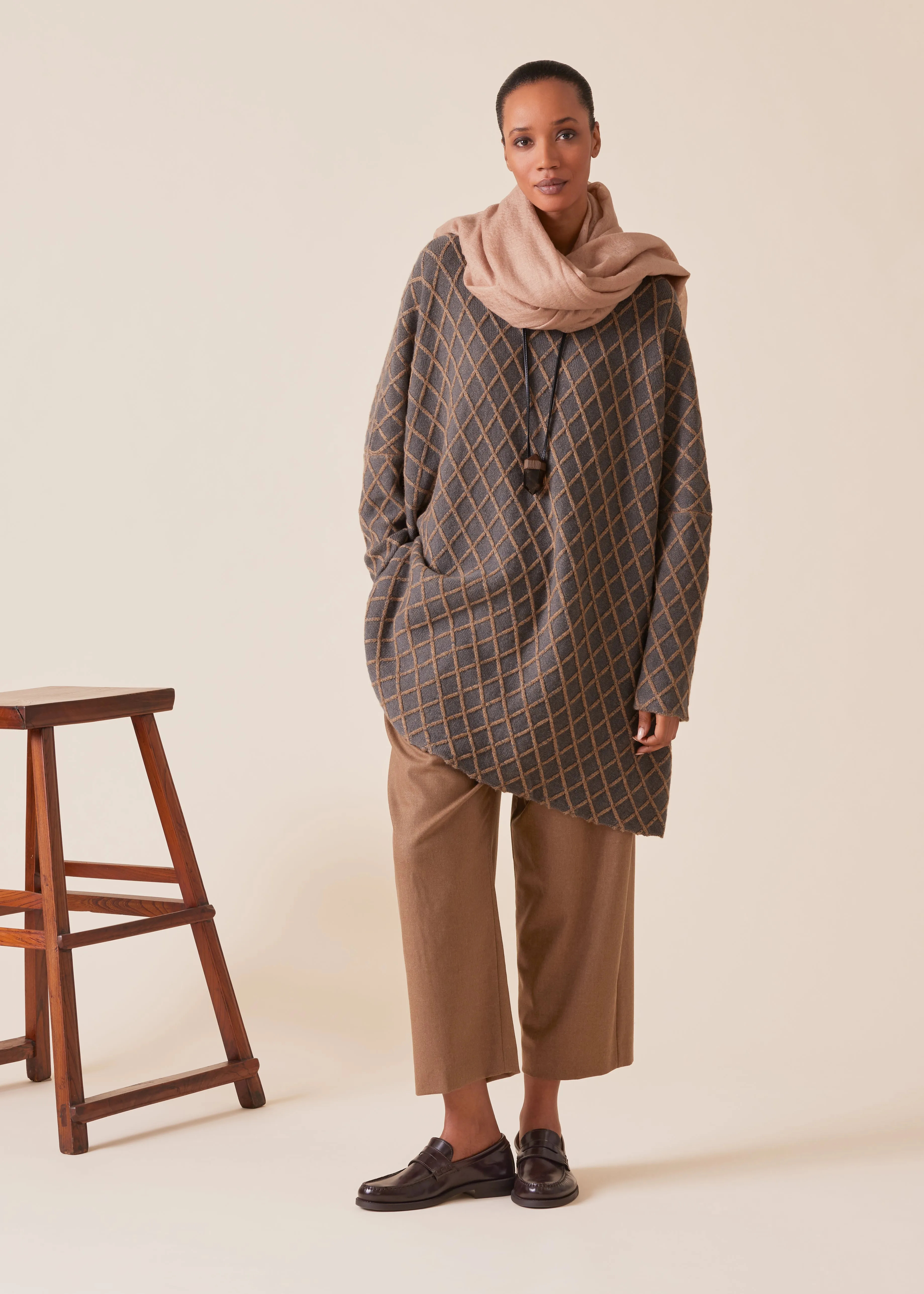 cashmere square slim sleeve sweater - long plus sold by eskandar product image thumbnail 2