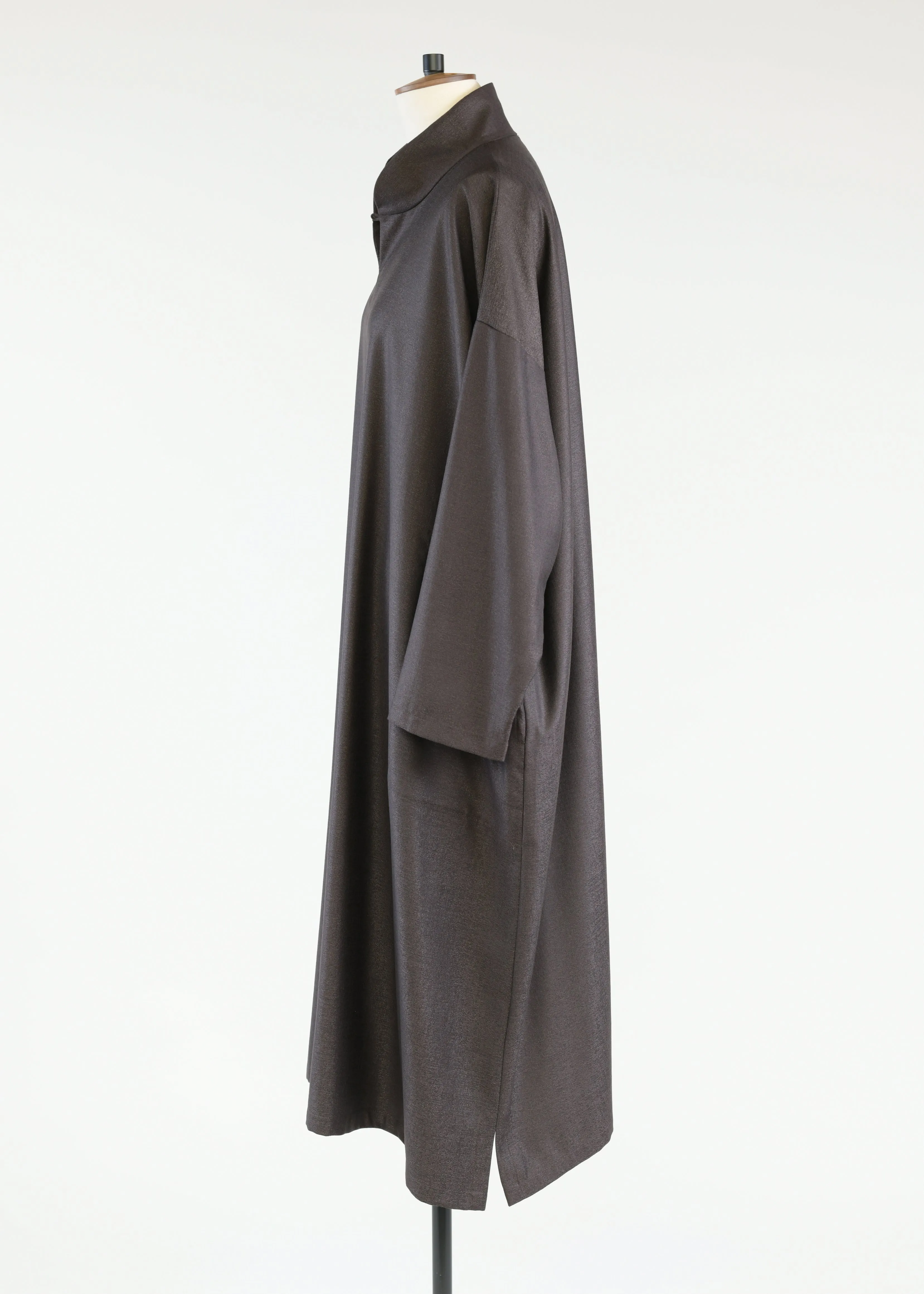 wool silk mix wide a-line dress with chinese collar sold by eskandar product image thumbnail 2