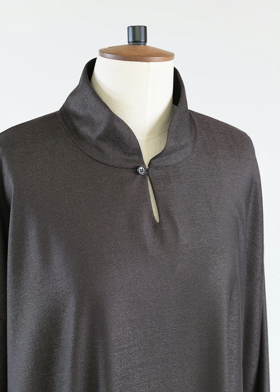 wool silk mix wide a-line dress with chinese collar sold by eskandar product image thumbnail 4