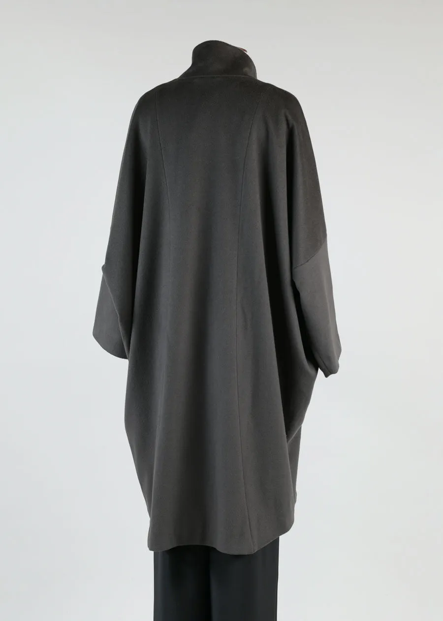sloped shoulder chinese collar coat - very long sold by eskandar product image thumbnail 3