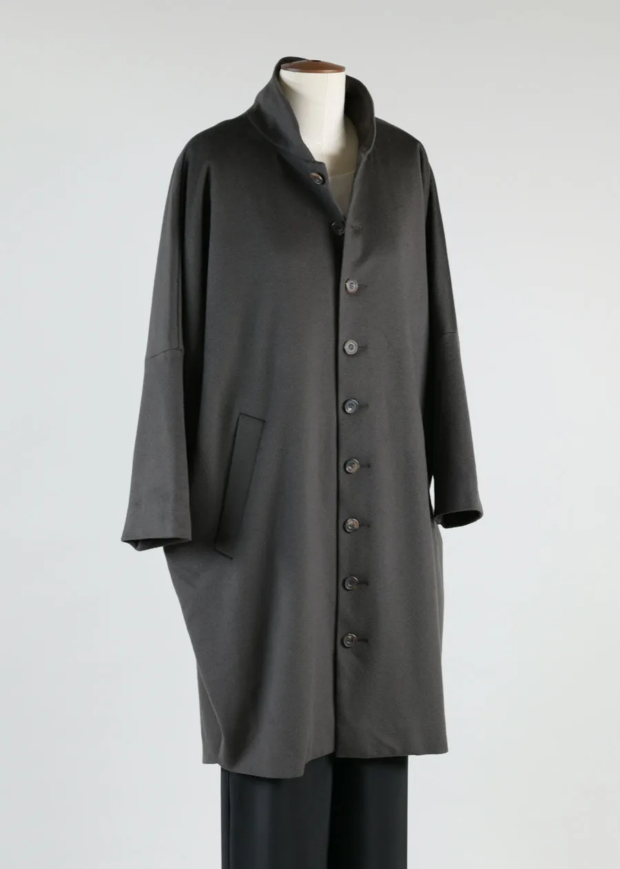 sloped shoulder chinese collar coat - very long sold by eskandar