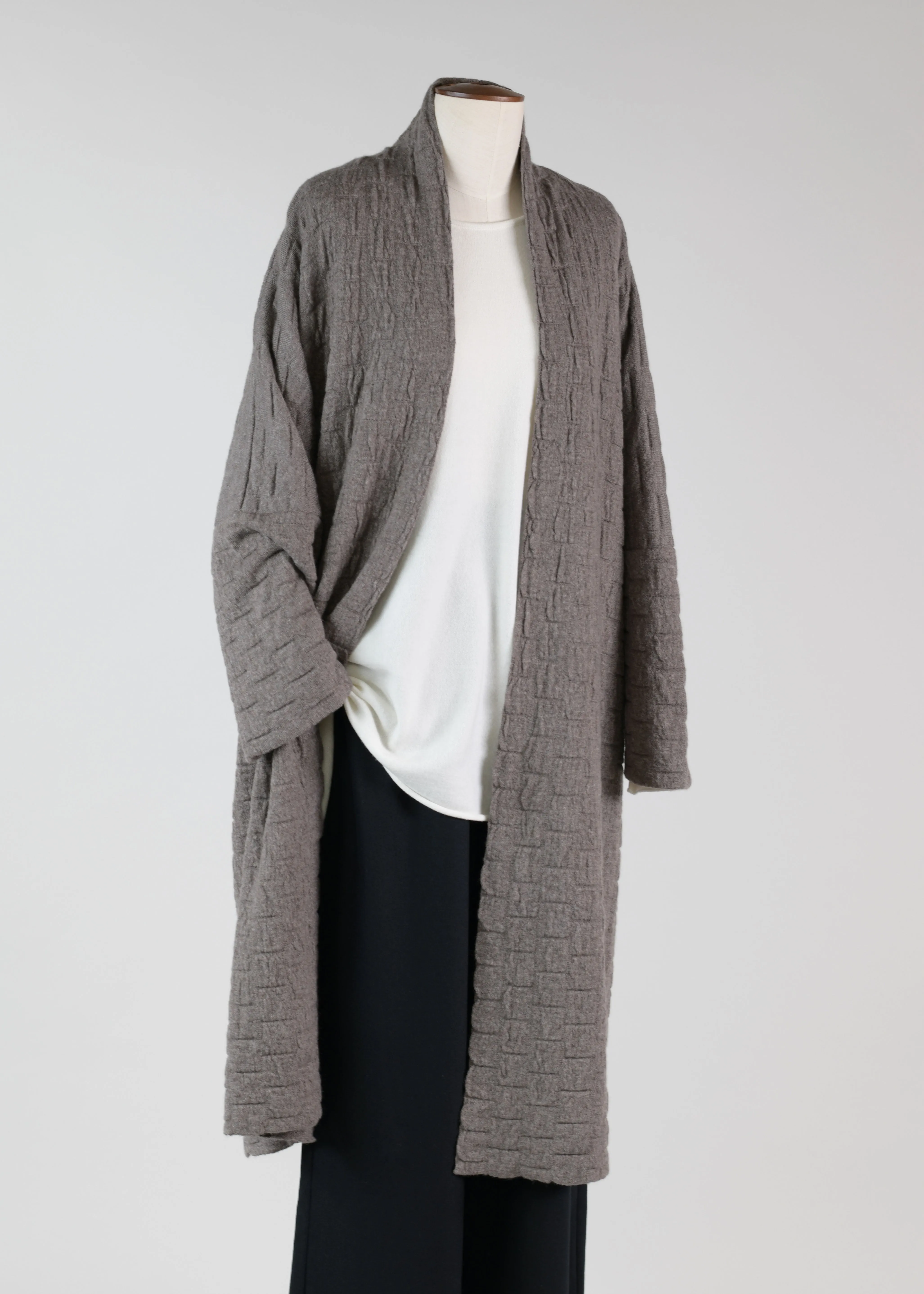 cashmere wide scrunch shawl collar cardigan - 3/4 length sold by eskandar