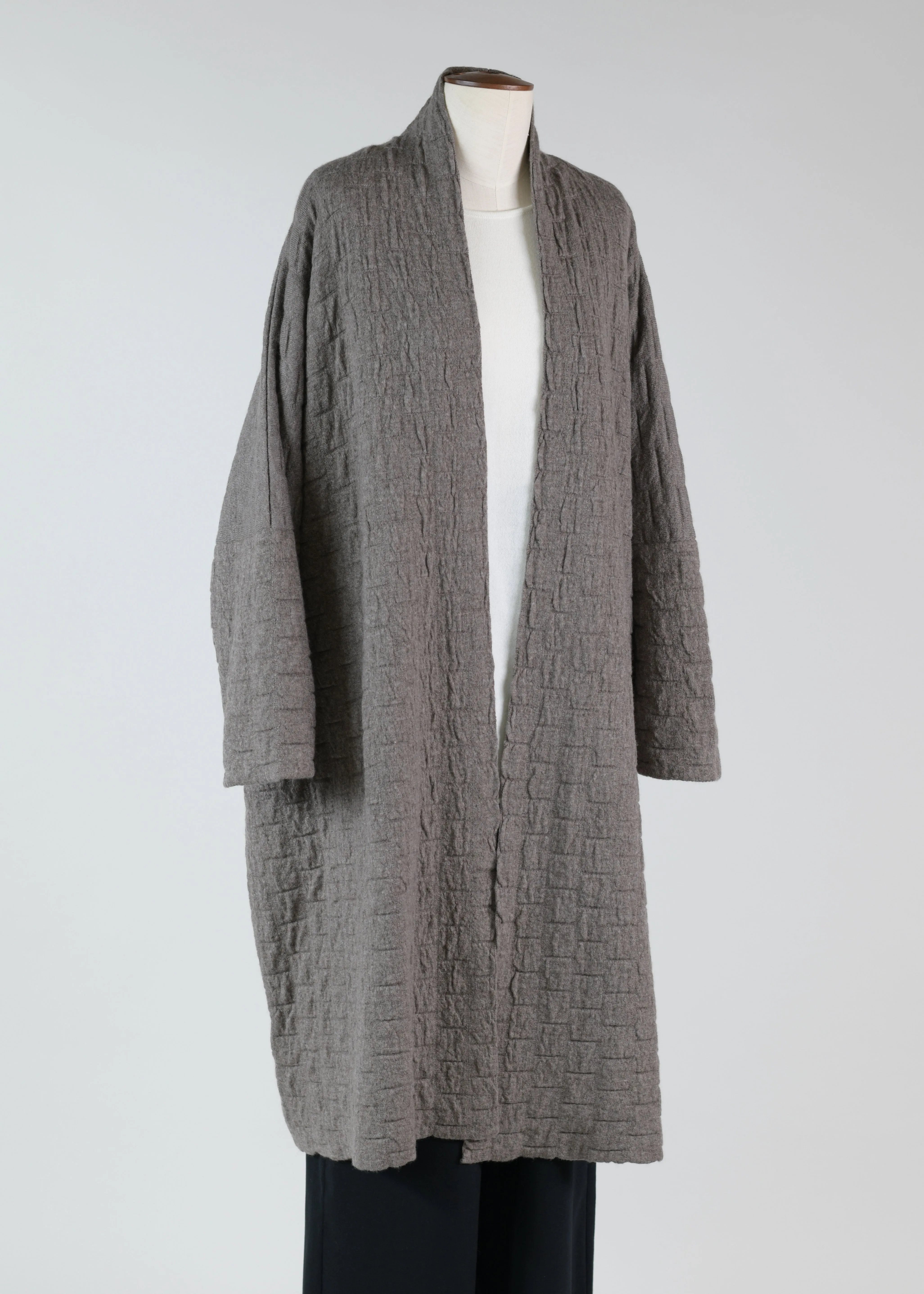cashmere wide scrunch shawl collar cardigan - 3/4 length sold by eskandar product image thumbnail 2