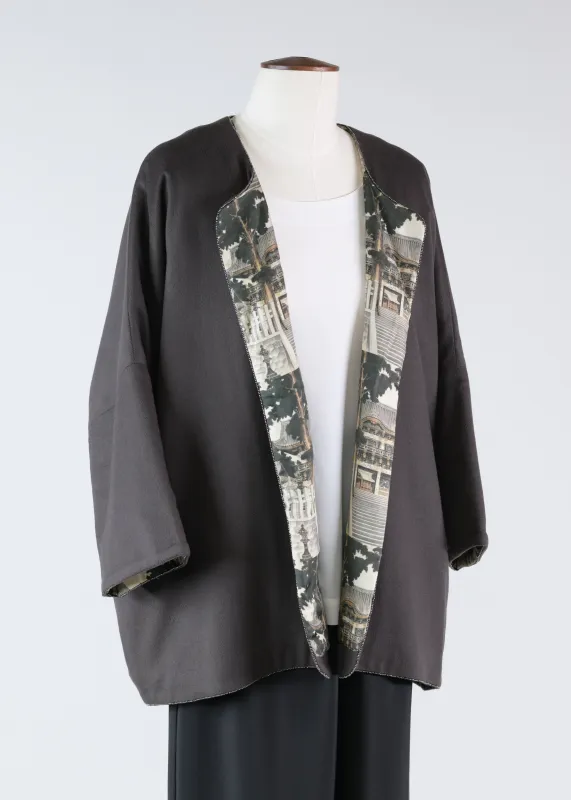 cashmere slope shoulder round neck jacket- long (scout) sold by eskandar