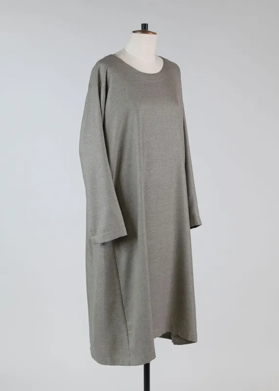 cashmere side pleated round neck dress - 3/4 length sold by eskandar