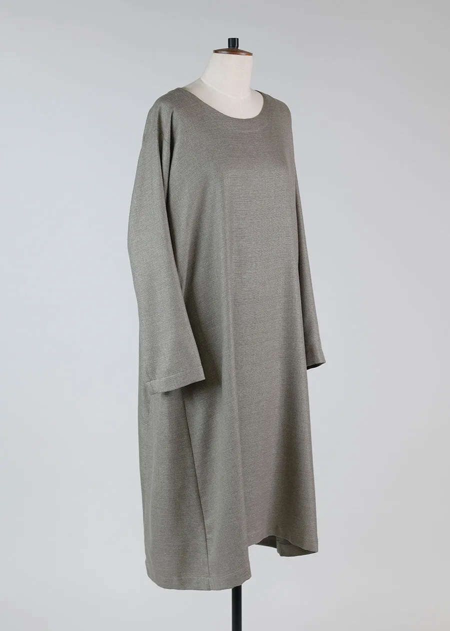 cashmere side pleated round neck dress - 3/4 length sold by eskandar