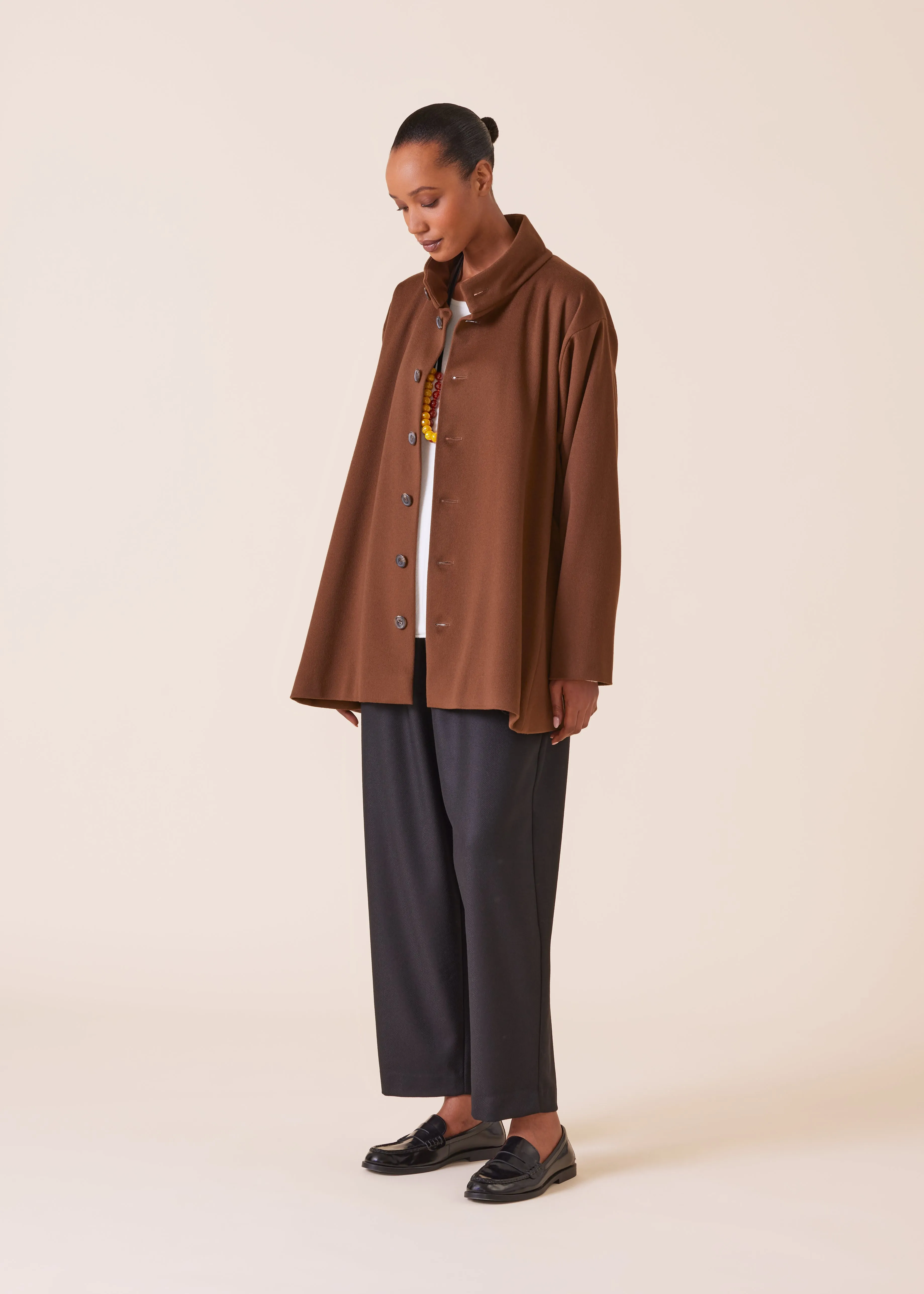 wool cashmere mix high neck caucasus coat - long sold by eskandar product image thumbnail 2