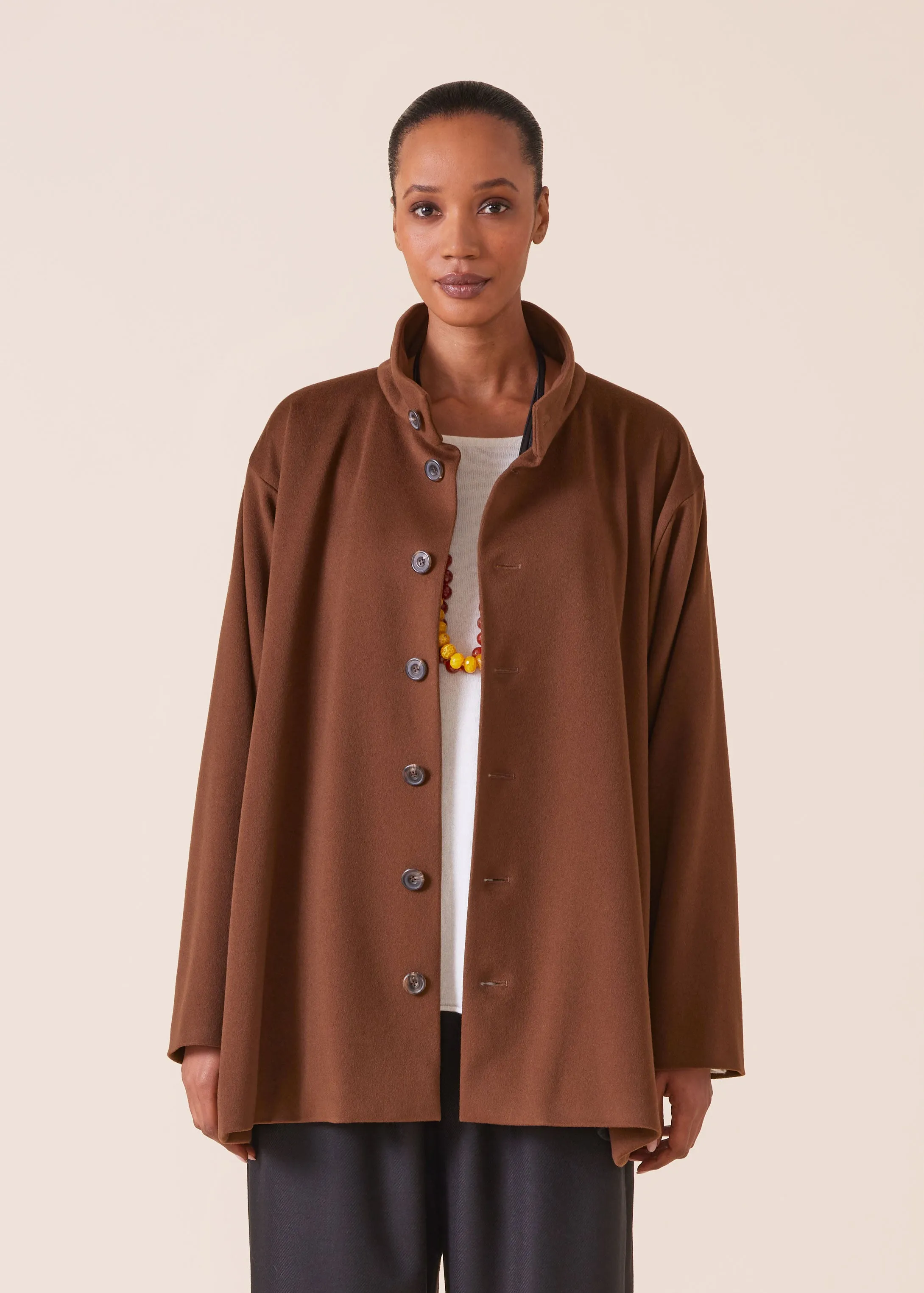 wool cashmere mix high neck caucasus coat - long sold by eskandar