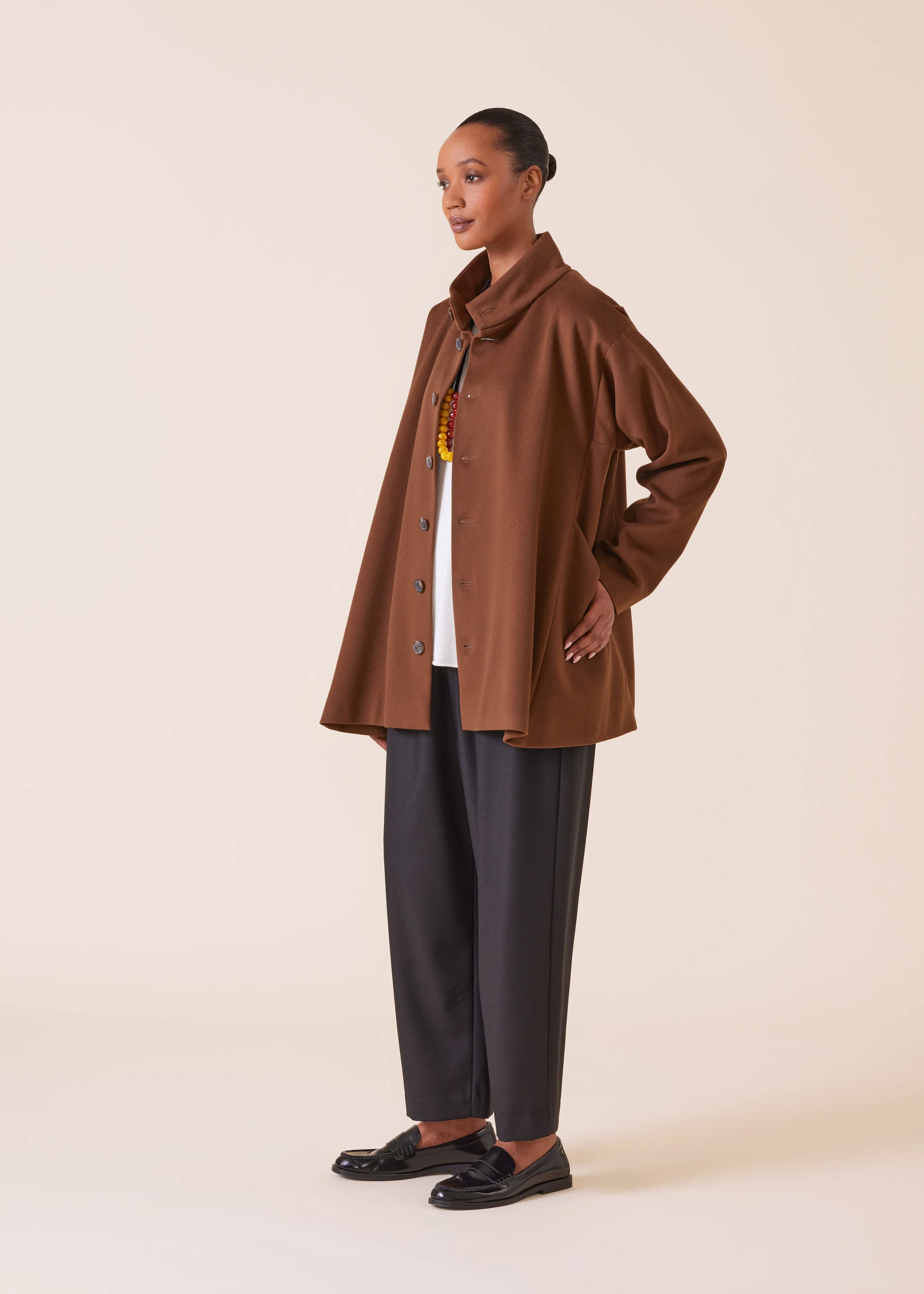wool cashmere mix high neck caucasus coat - long sold by eskandar product image thumbnail 5