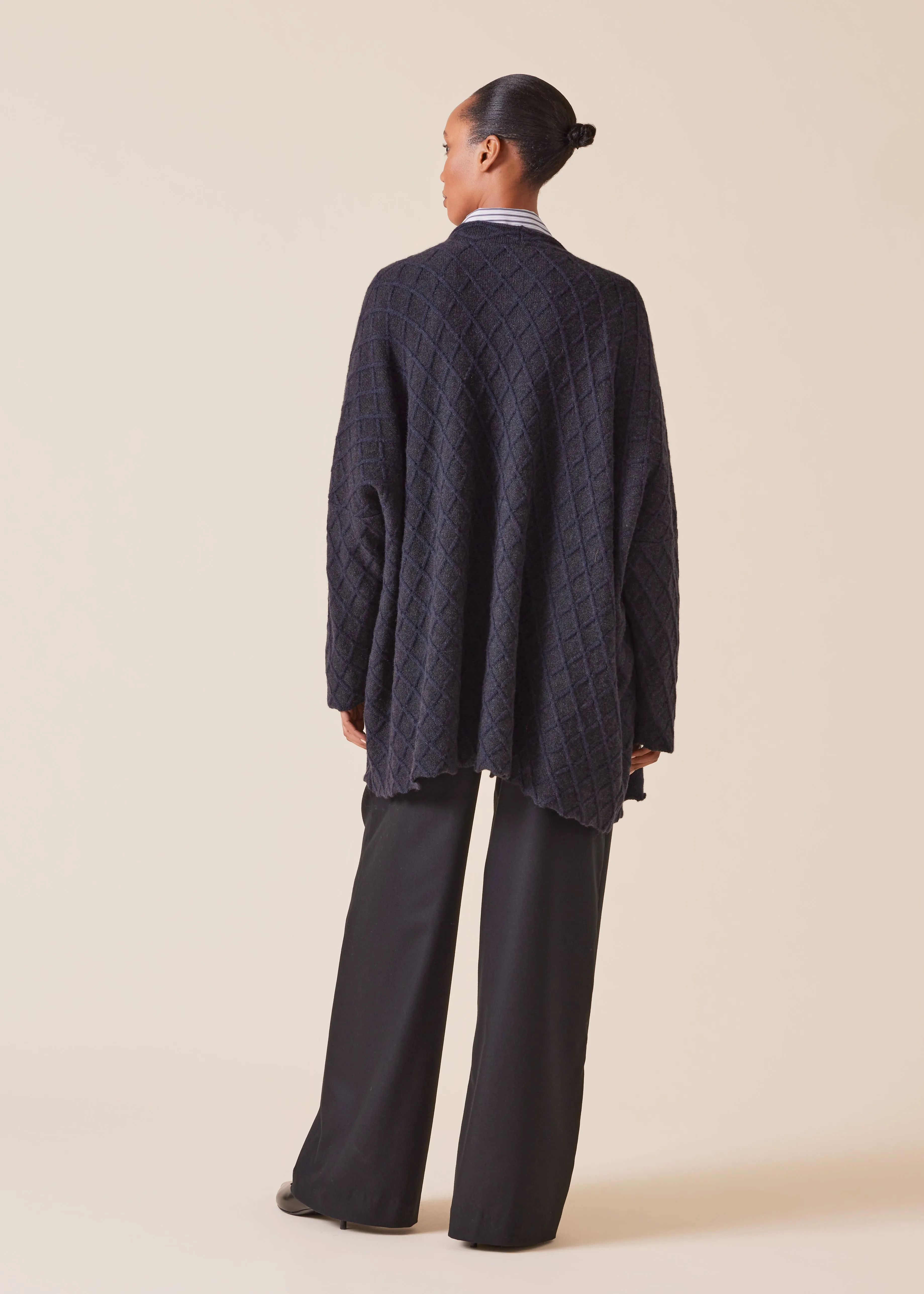 cashmere open cardigan - long (coal/navy) sold by eskandar product image thumbnail 4