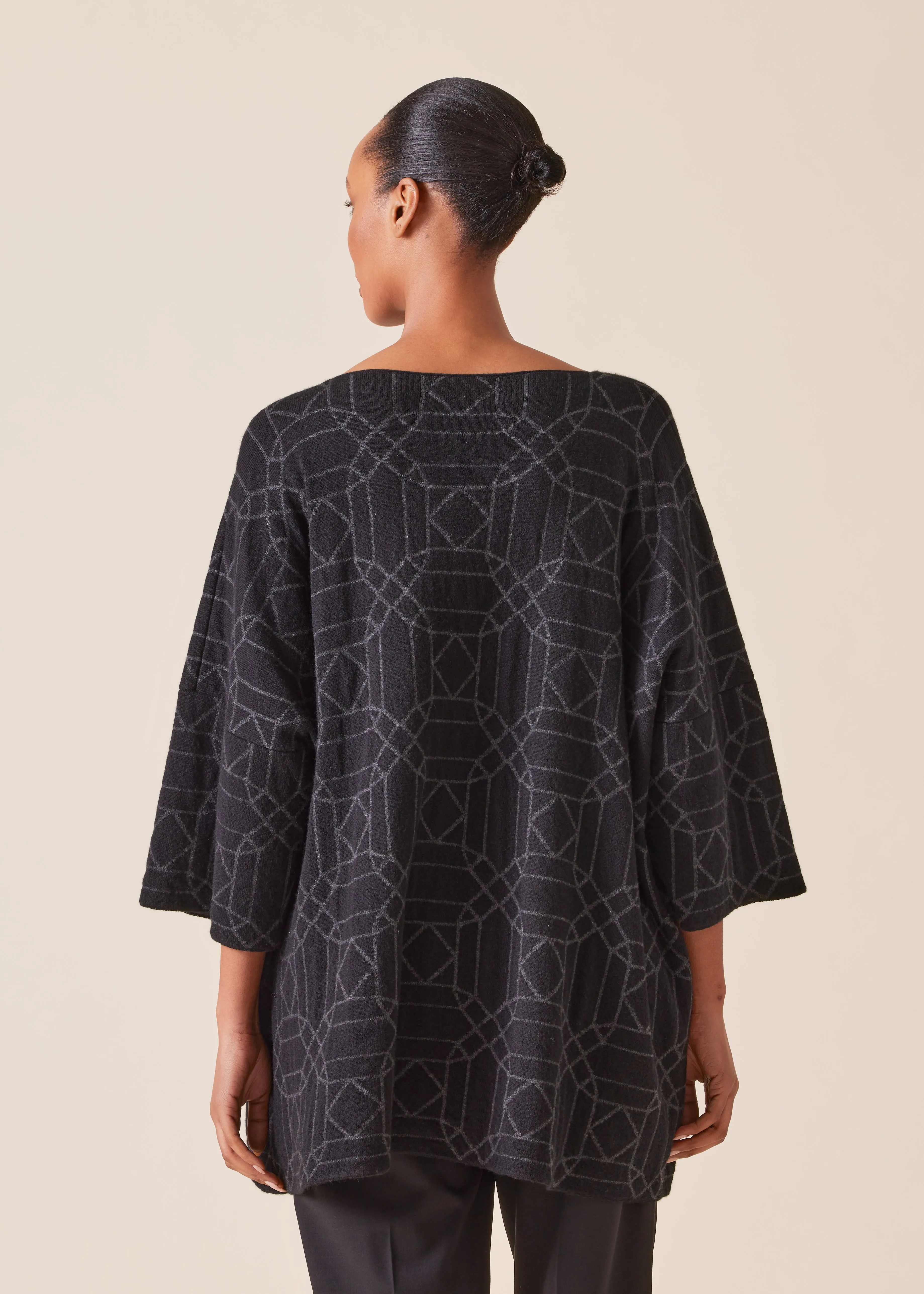 cashmere square 3/4 sleeve sweater - long sold by eskandar product image thumbnail 3