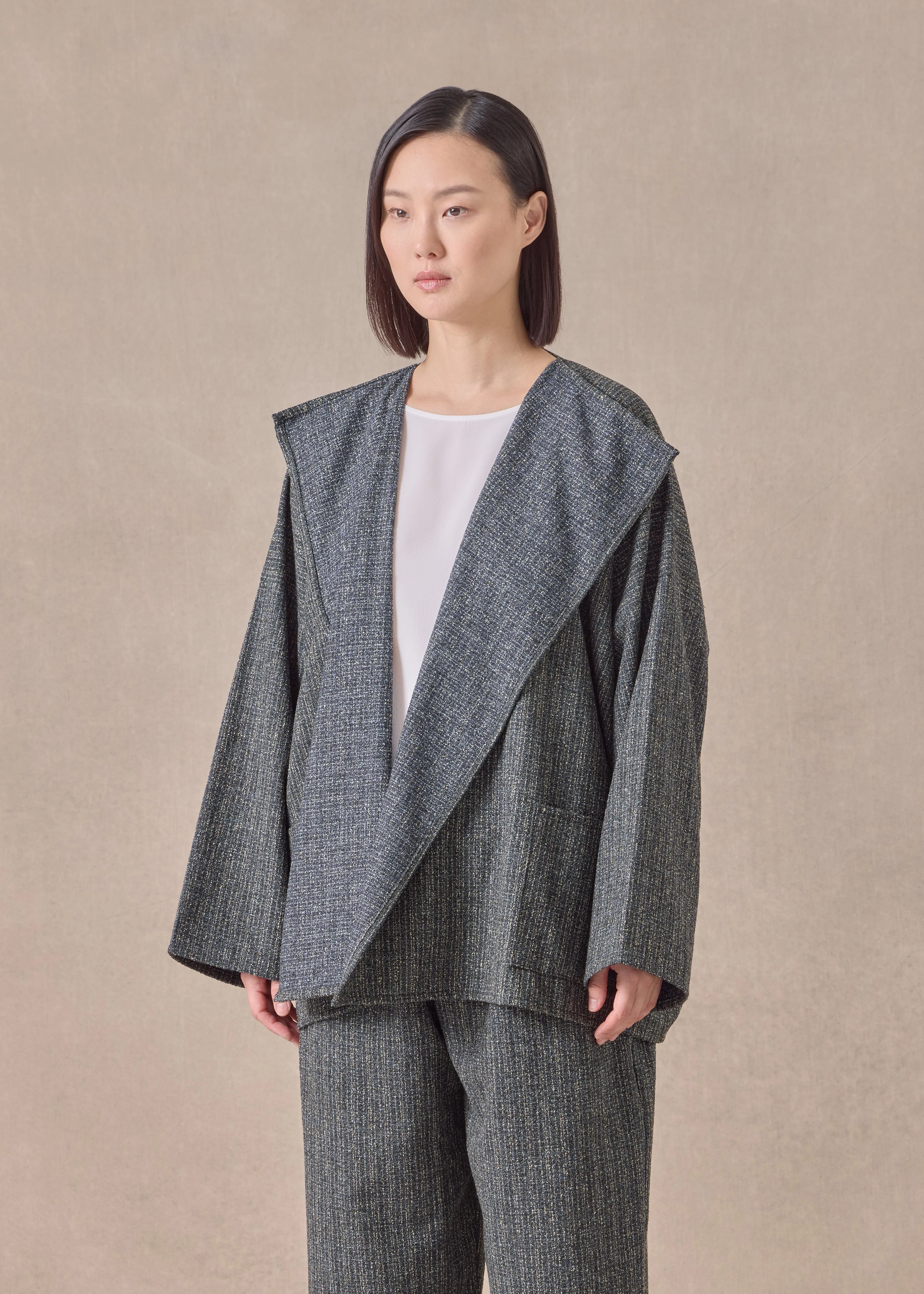 wool silk mix small jacket coat - mid plus sold by eskandar