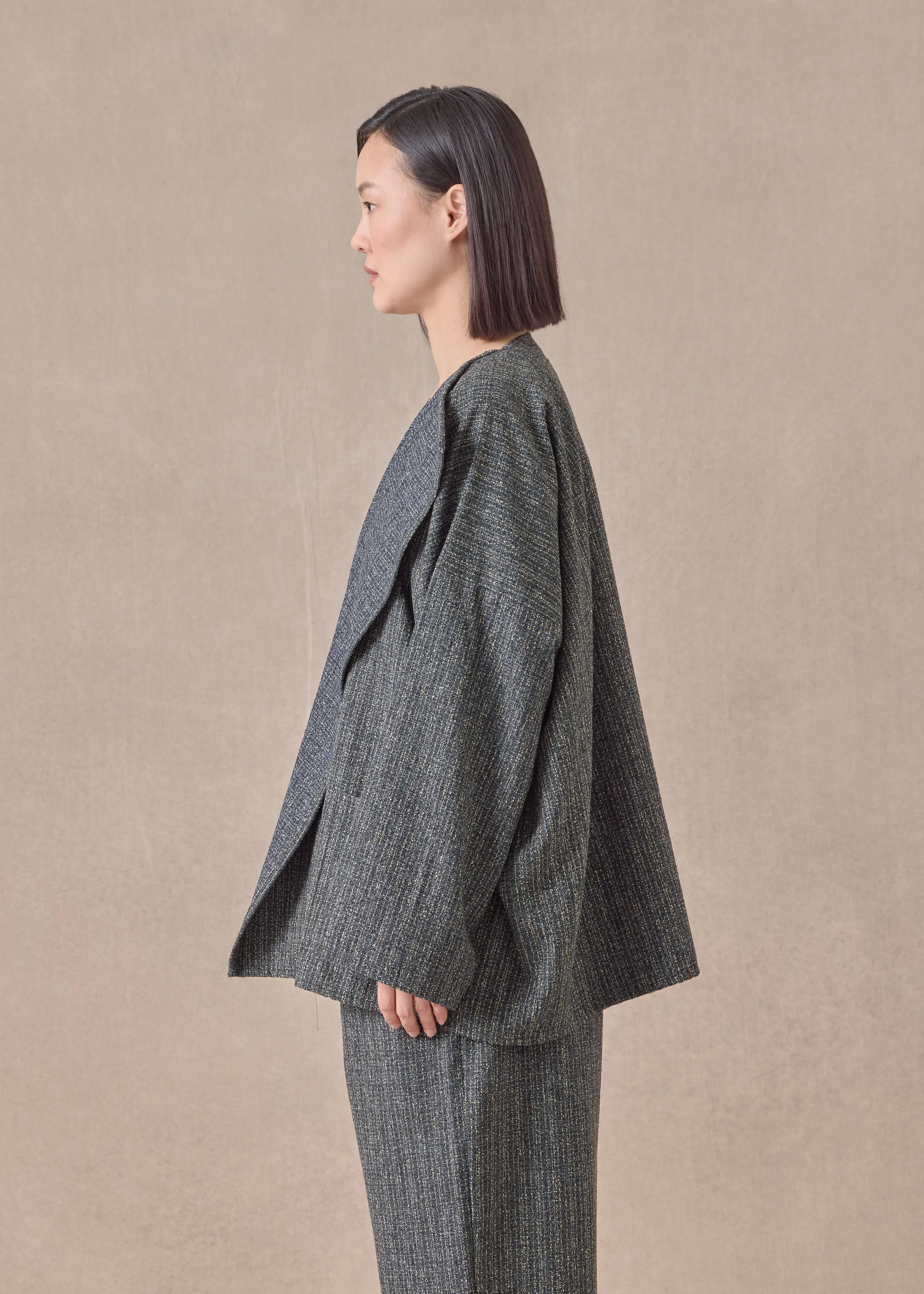 wool silk mix small jacket coat - mid plus sold by eskandar product image thumbnail 3