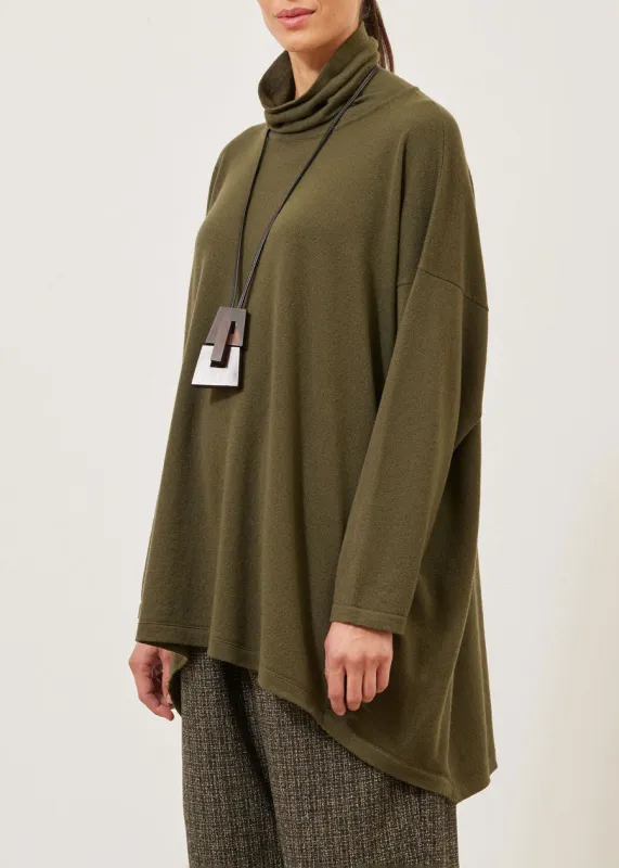 cashmere smaller front larger back scrunch neck sweater - long sold by eskandar