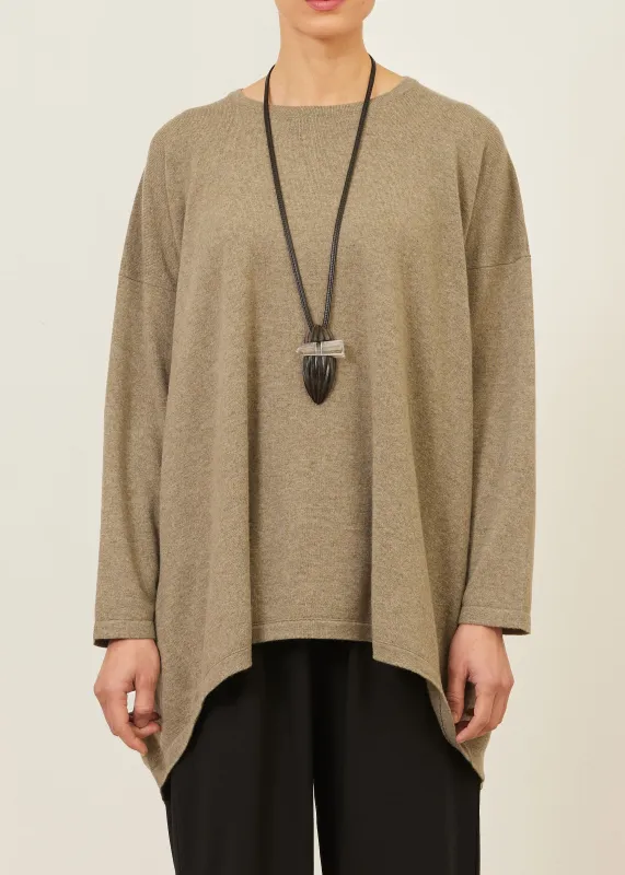 cashmere smaller front larger back round neck sweater - long sold by eskandar