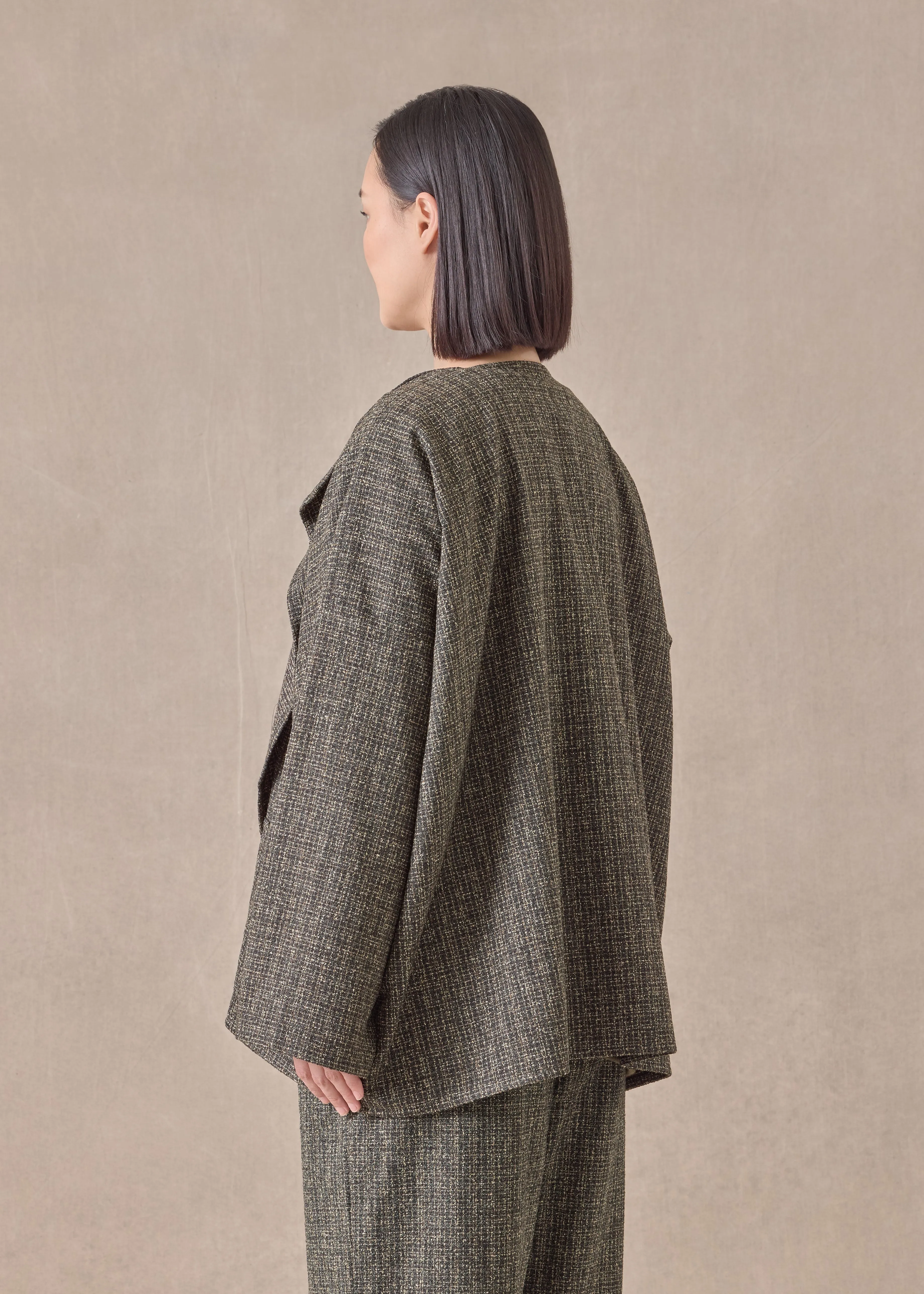 wool silk mix small jacket coat - mid plus sold by eskandar product image thumbnail 4