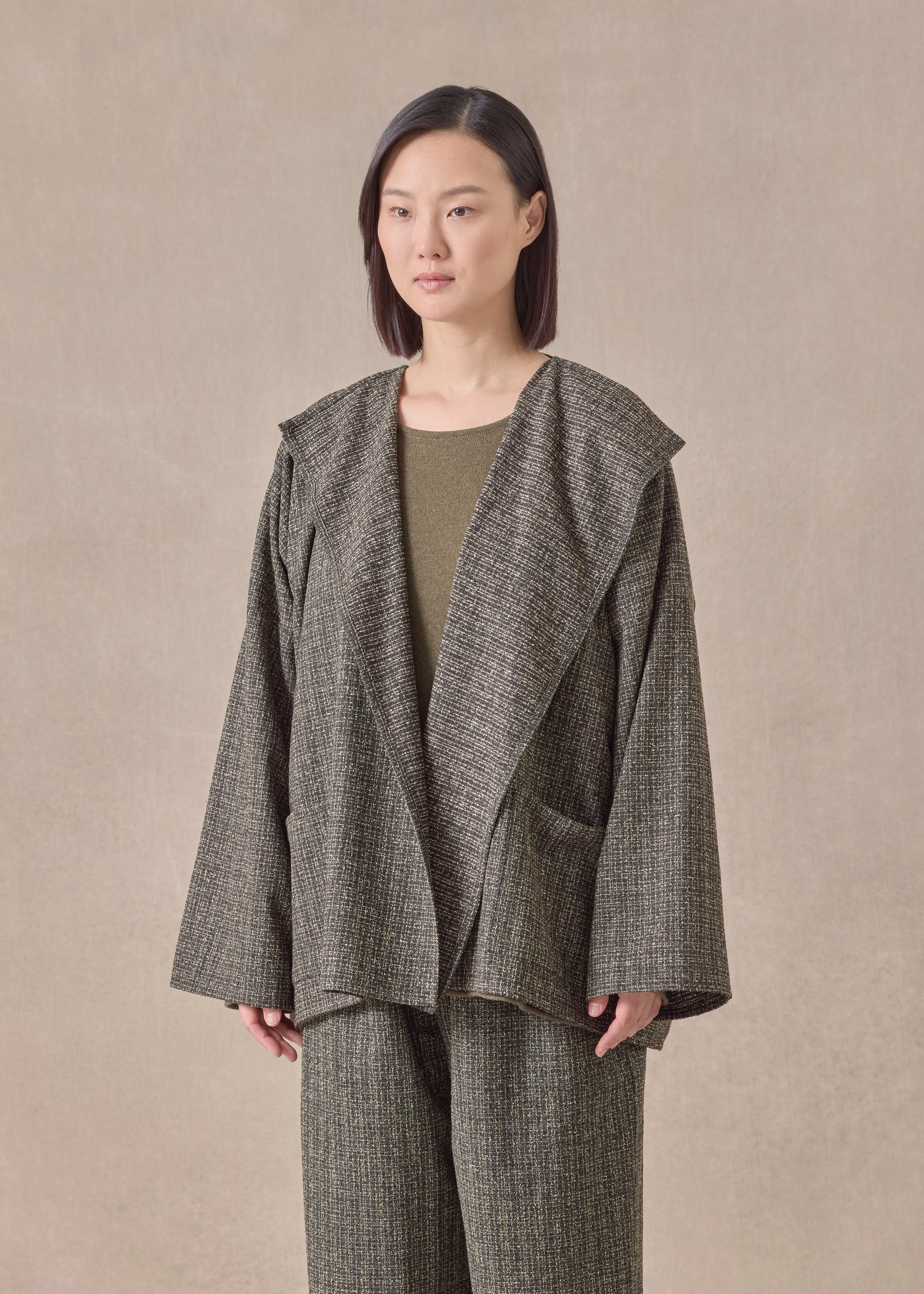 wool silk mix small jacket coat - mid plus sold by eskandar