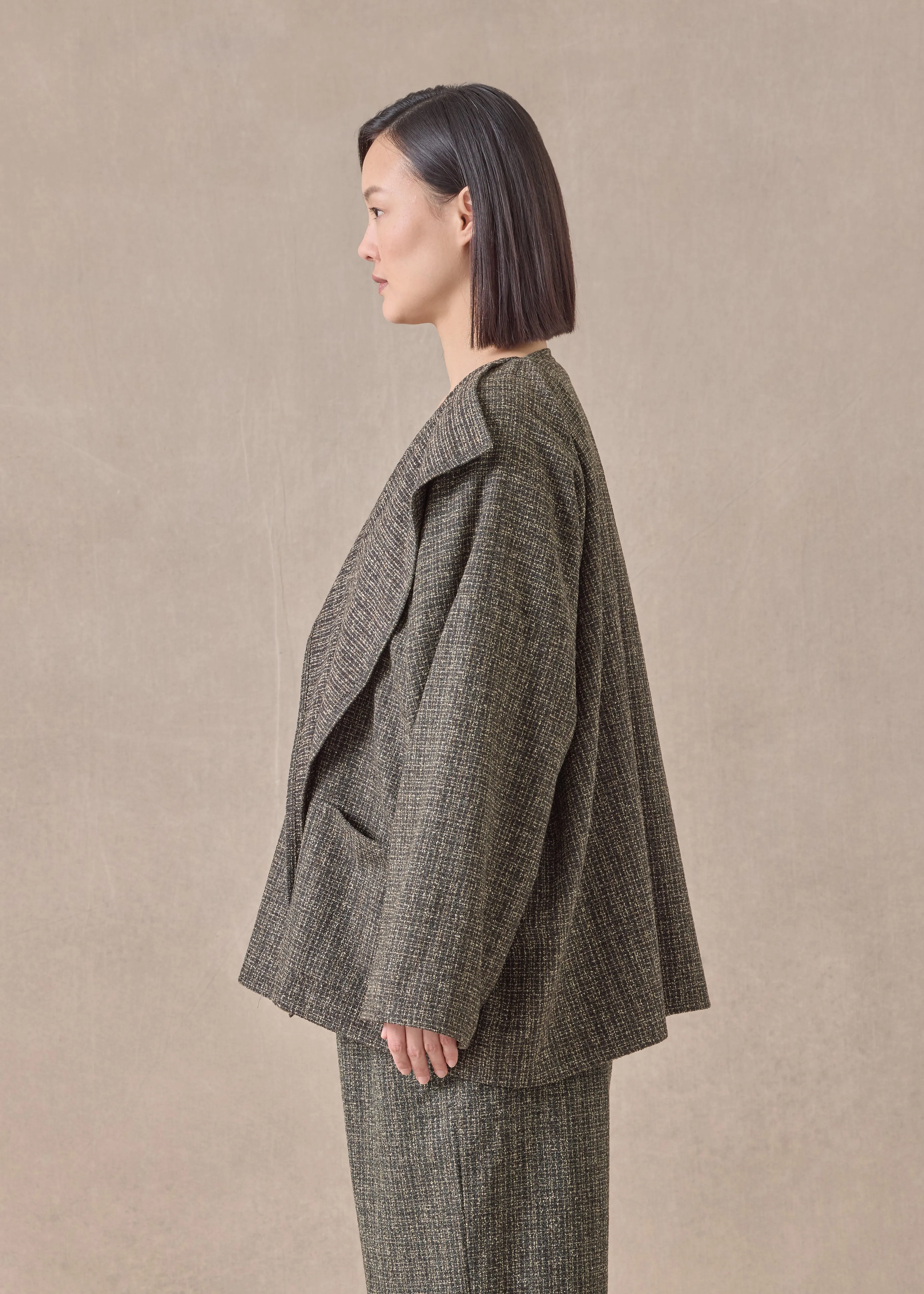 wool silk mix small jacket coat - mid plus sold by eskandar product image thumbnail 3