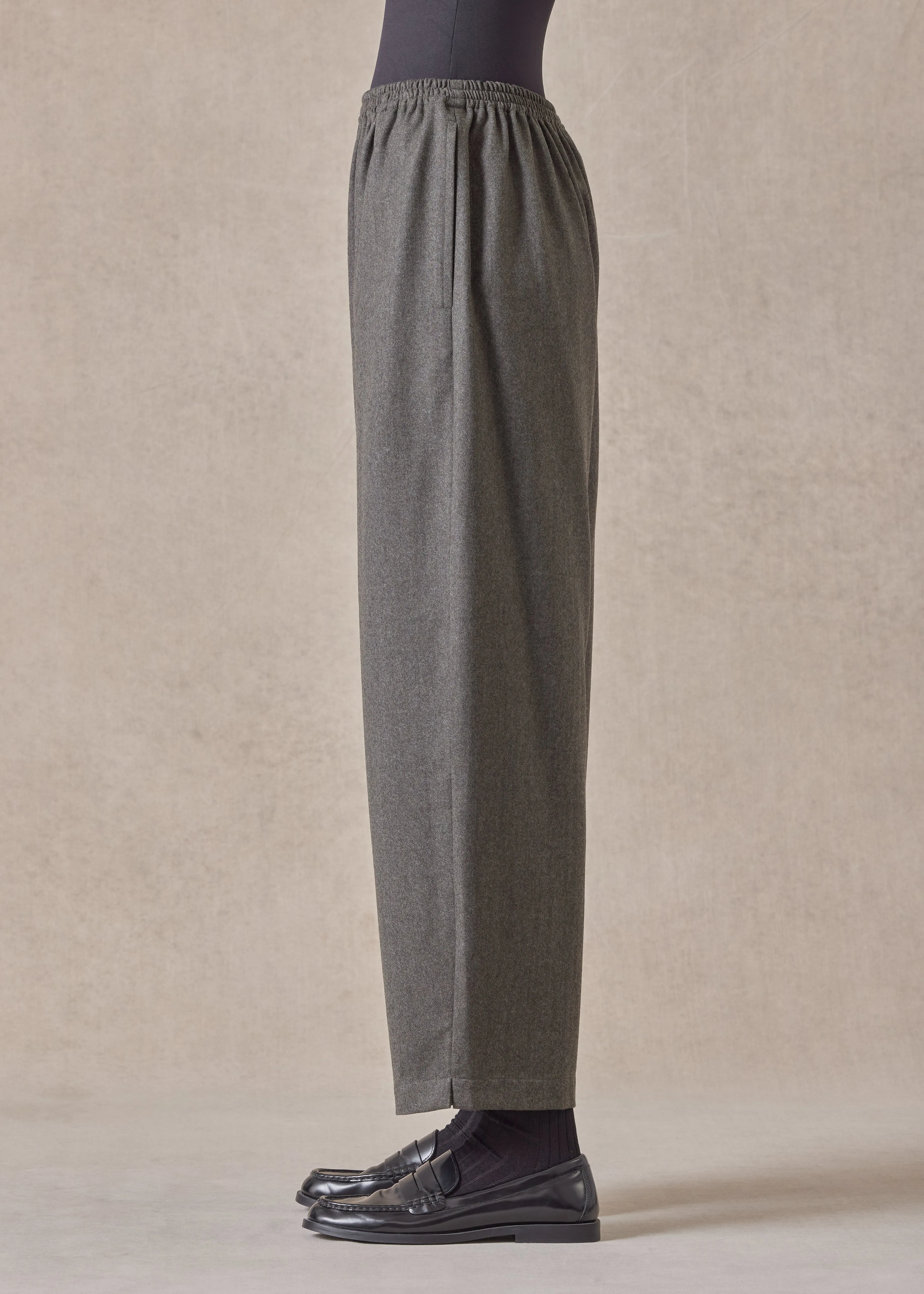 wool longer japanese trouser with ankle slits sold by eskandar product image thumbnail 3