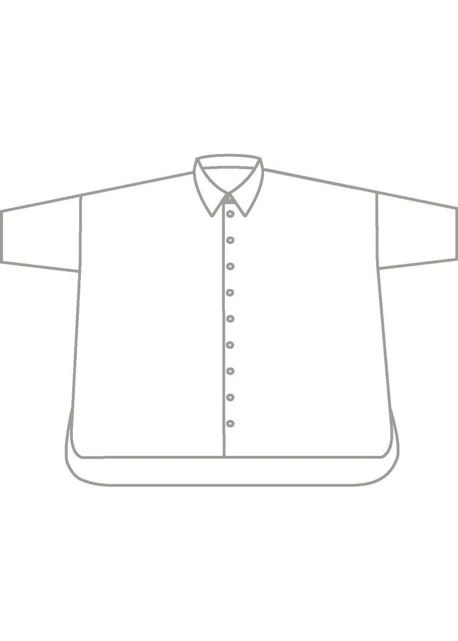 linen sloped shoulder wide a-line short sleeve shirt with collar - long sold by eskandar product image thumbnail 5