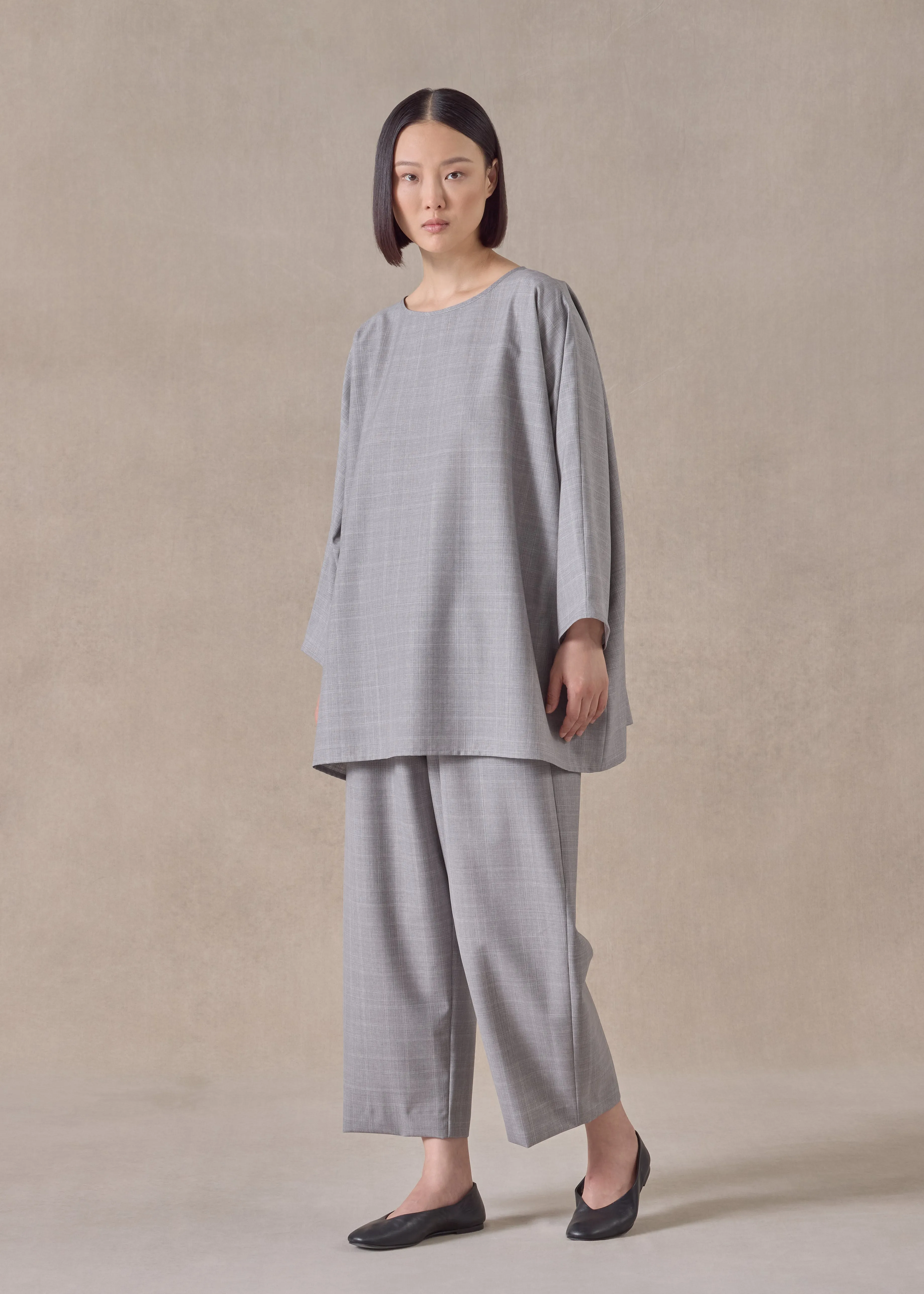 virgin wool boat neck top - long sold by eskandar
