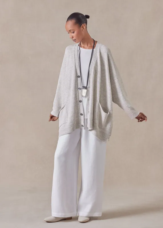 cotton linen mix  v-neck cardigan - long sold by eskandar