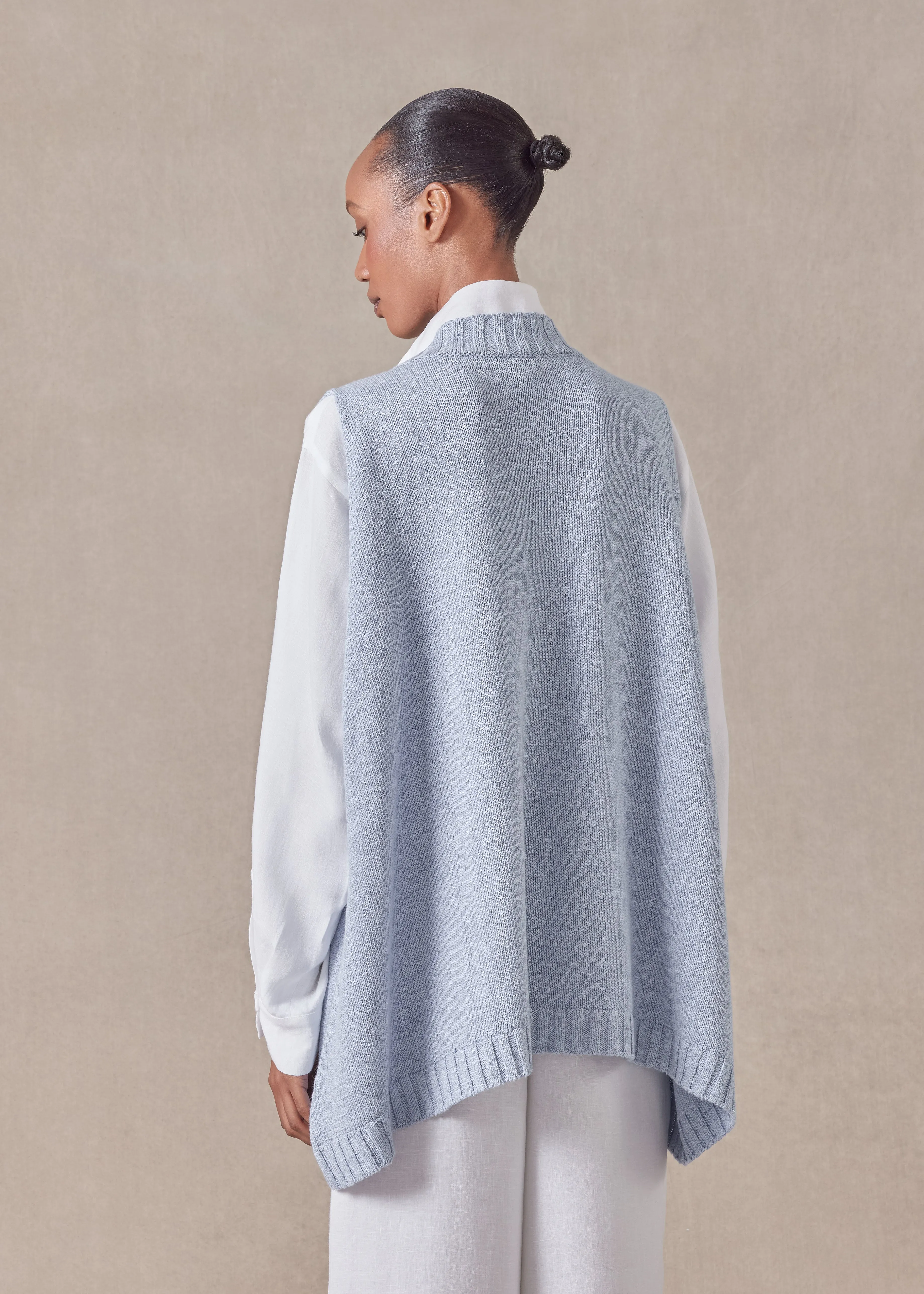 cotton linen mix sleeveless a-line v-neck - mid plus sold by eskandar product image thumbnail 4