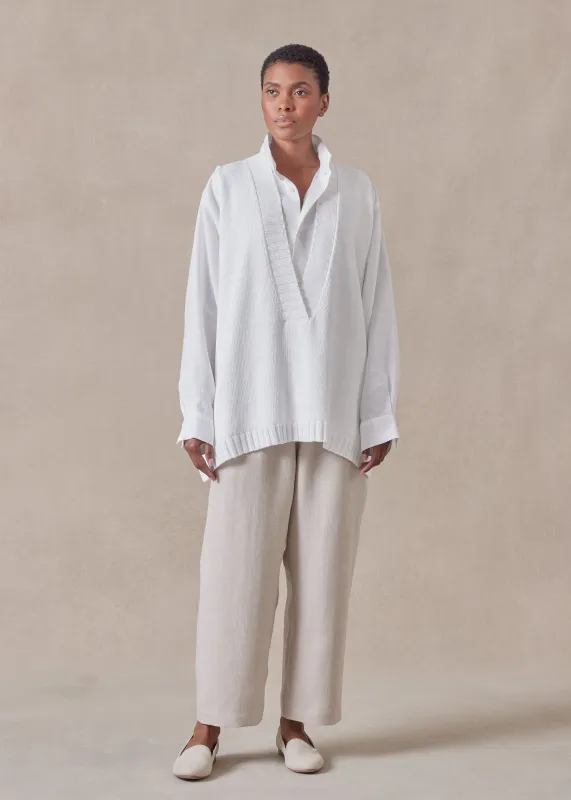 cotton linen mix sleeveless a-line v-neck - mid plus sold by eskandar