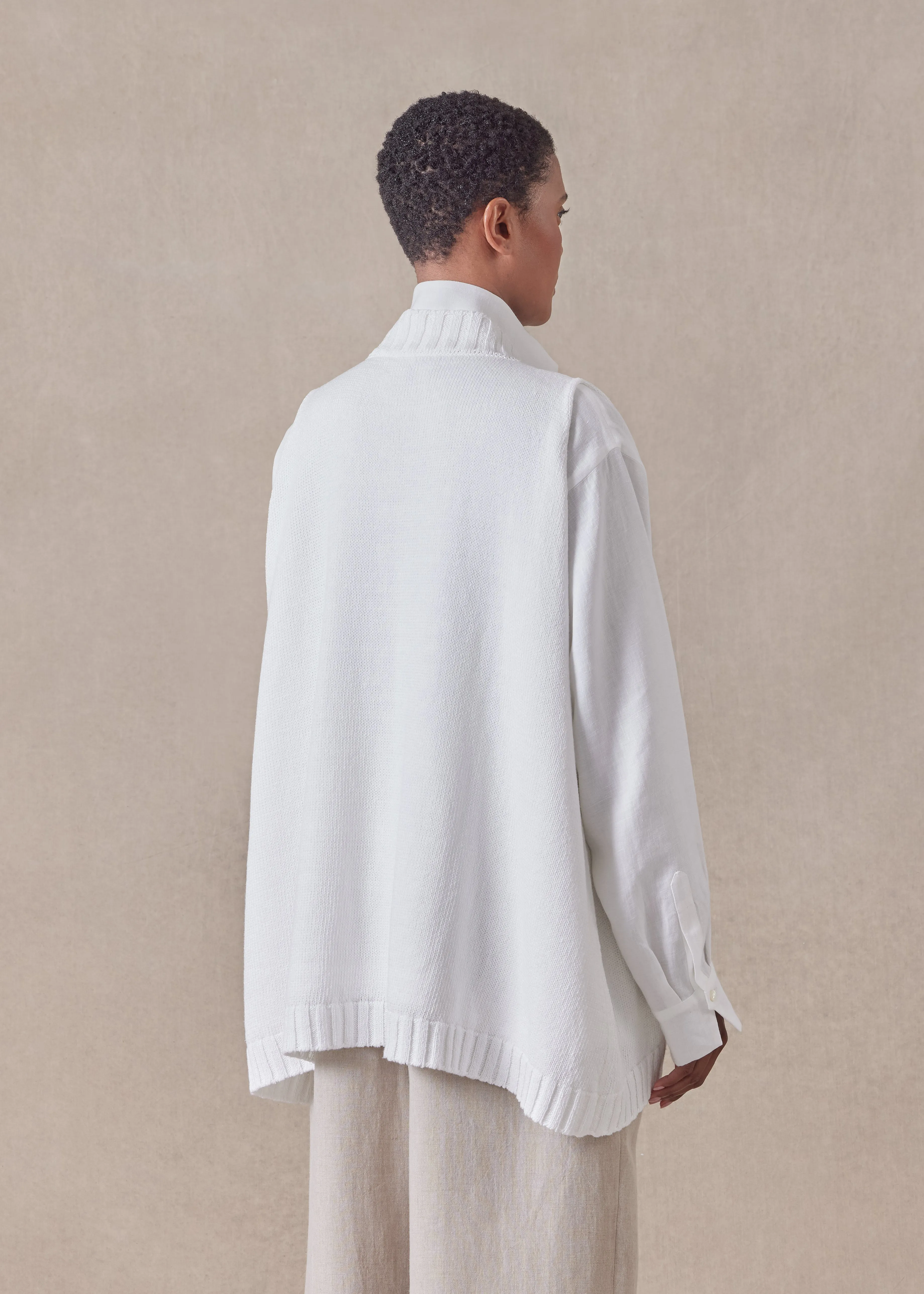 cotton linen mix sleeveless a-line v-neck - mid plus sold by eskandar product image thumbnail 4