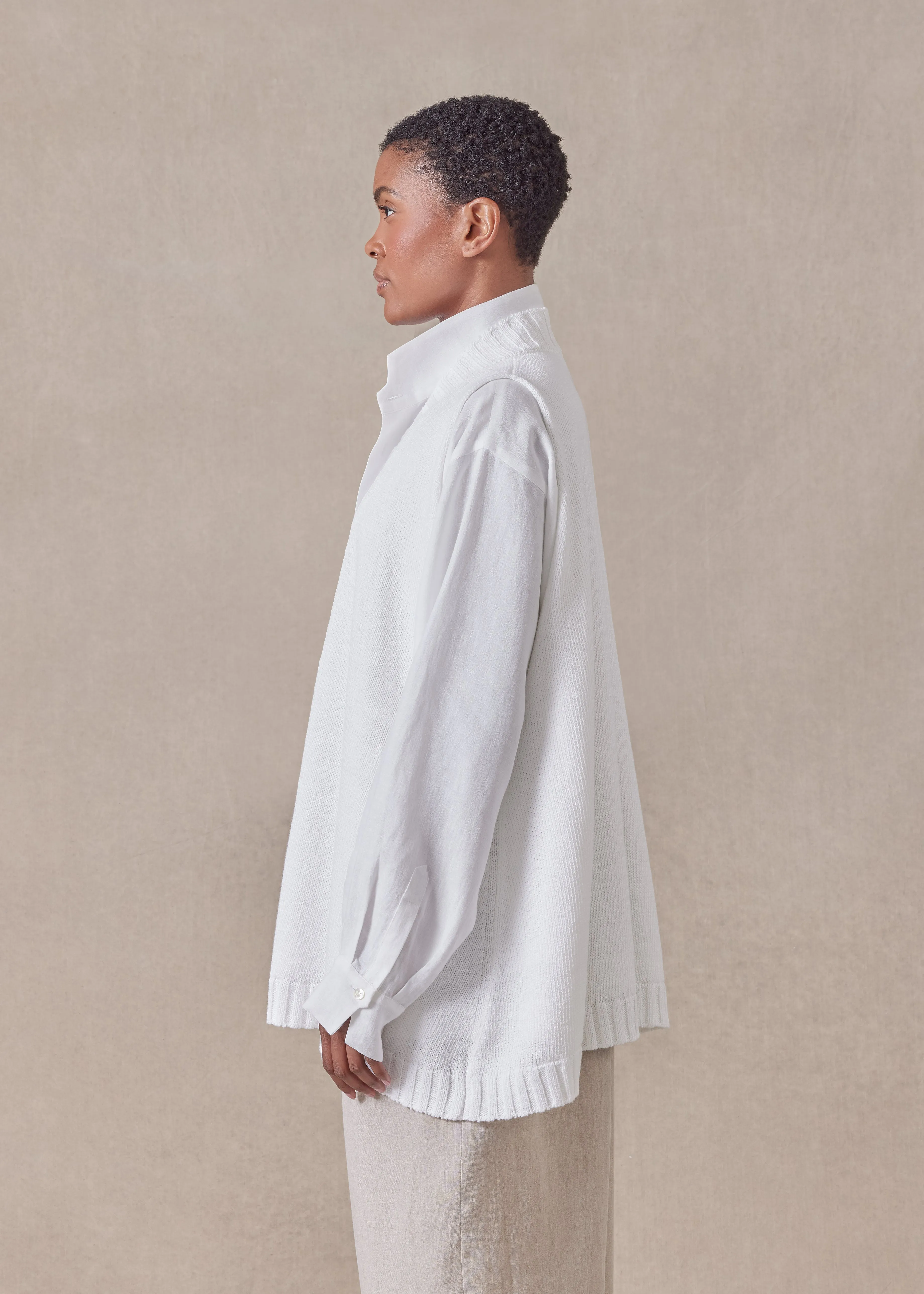 cotton linen mix sleeveless a-line v-neck - mid plus sold by eskandar product image thumbnail 3