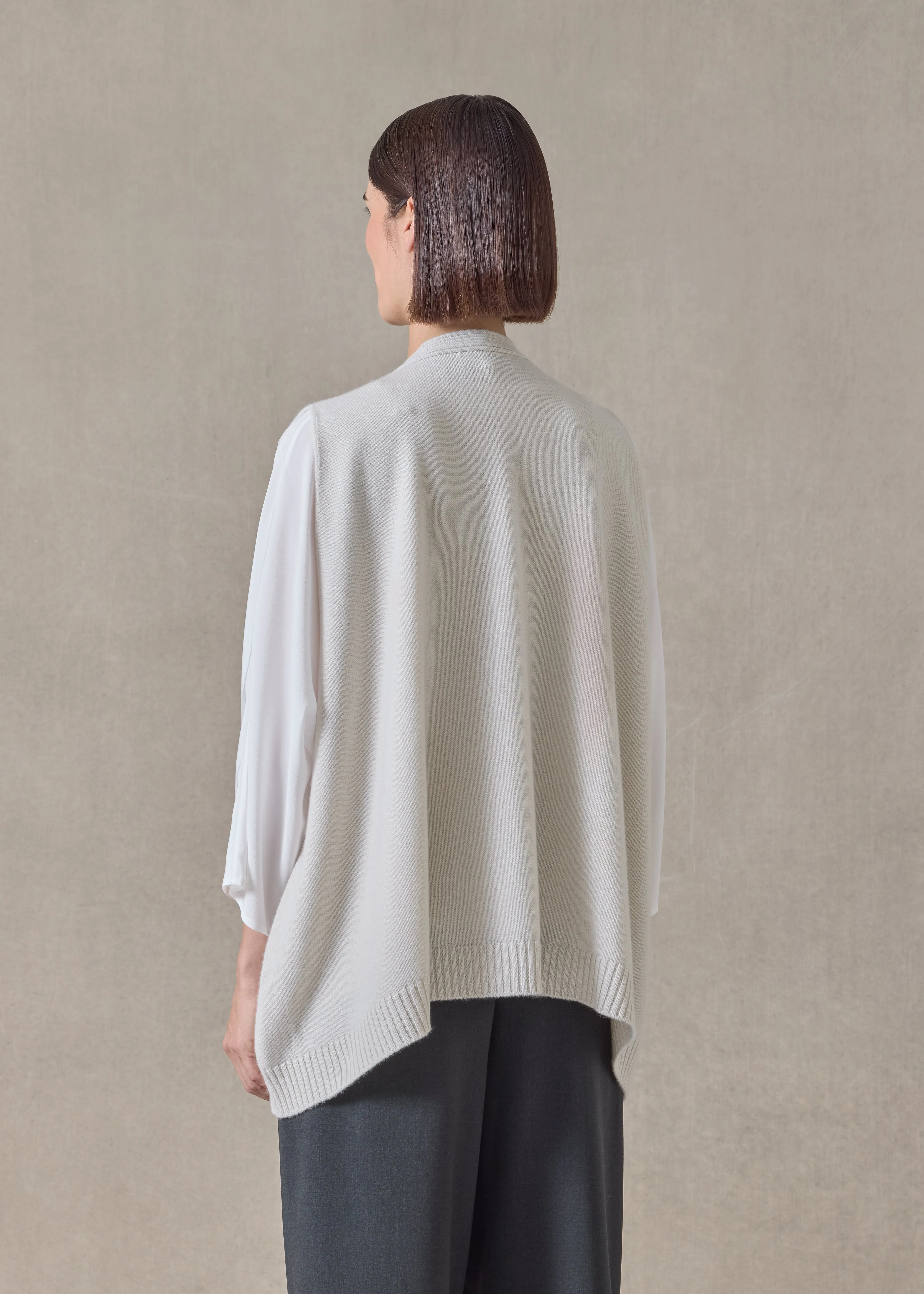 cashmere a-line sleeveless v neck cardigan - mid plus (wispgrey) sold by eskandar product image thumbnail 4