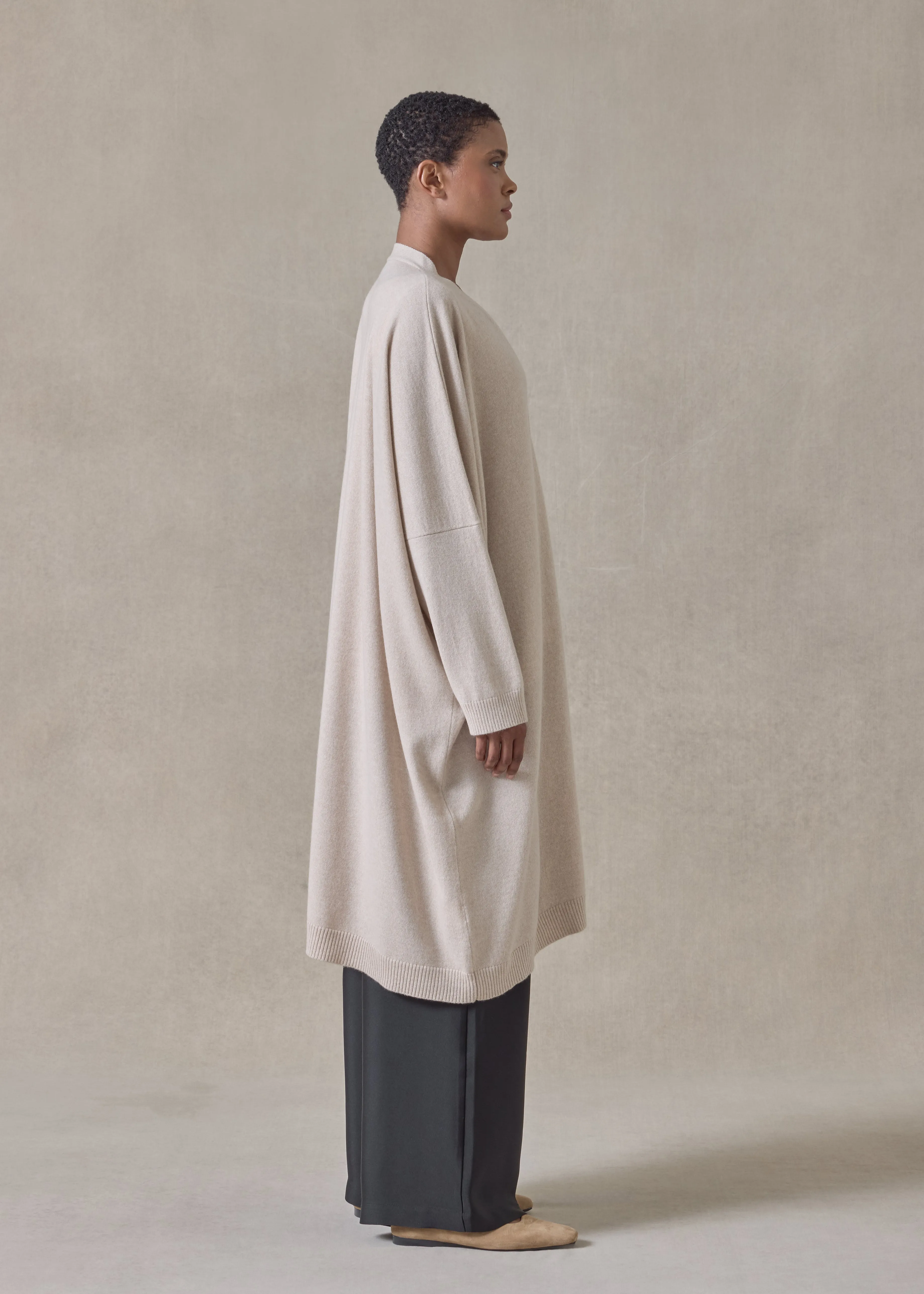 cashmere wide v neck cardigan - 3/4 length sold by eskandar product image thumbnail 4