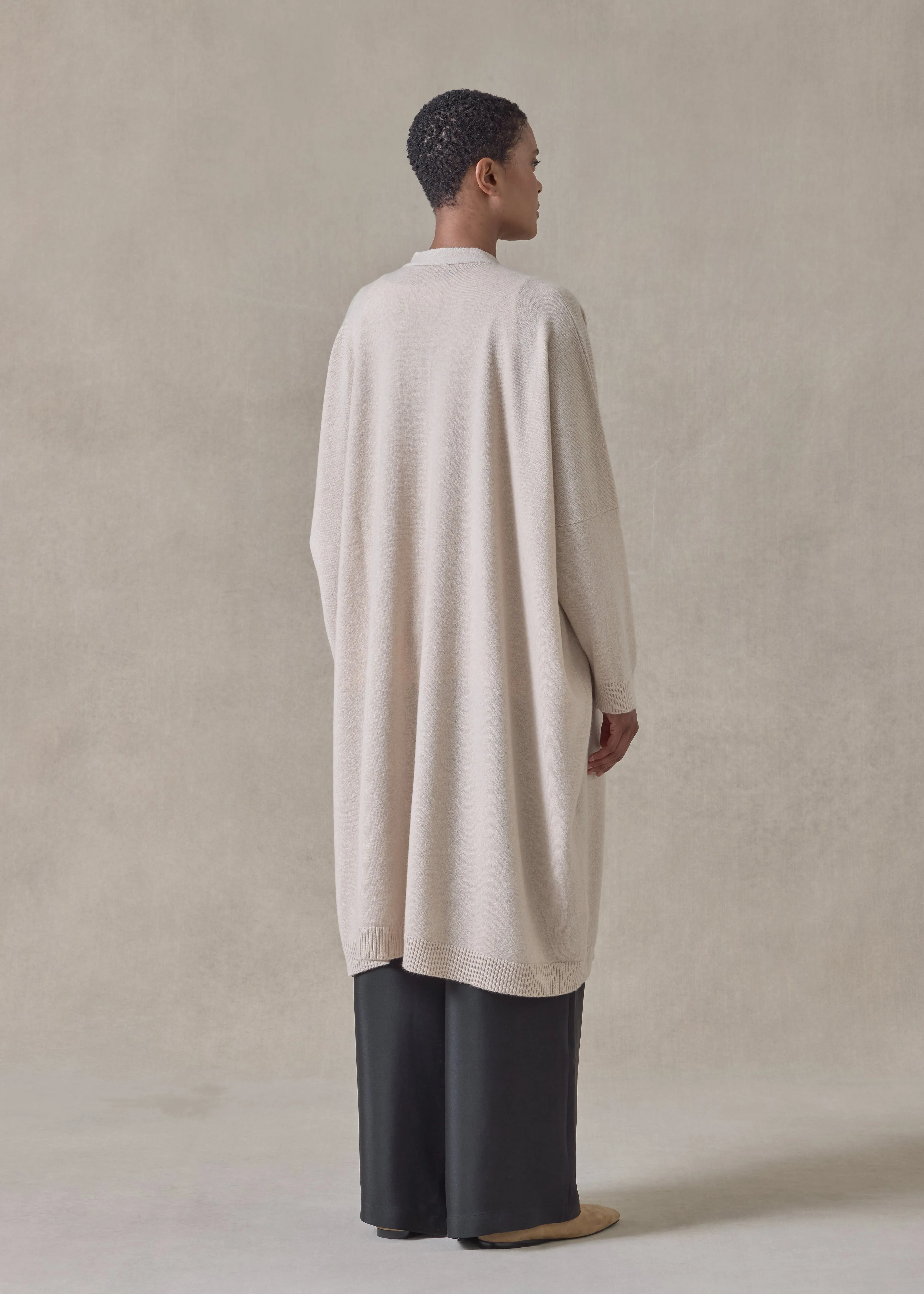 cashmere wide v neck cardigan - 3/4 length sold by eskandar product image thumbnail 5