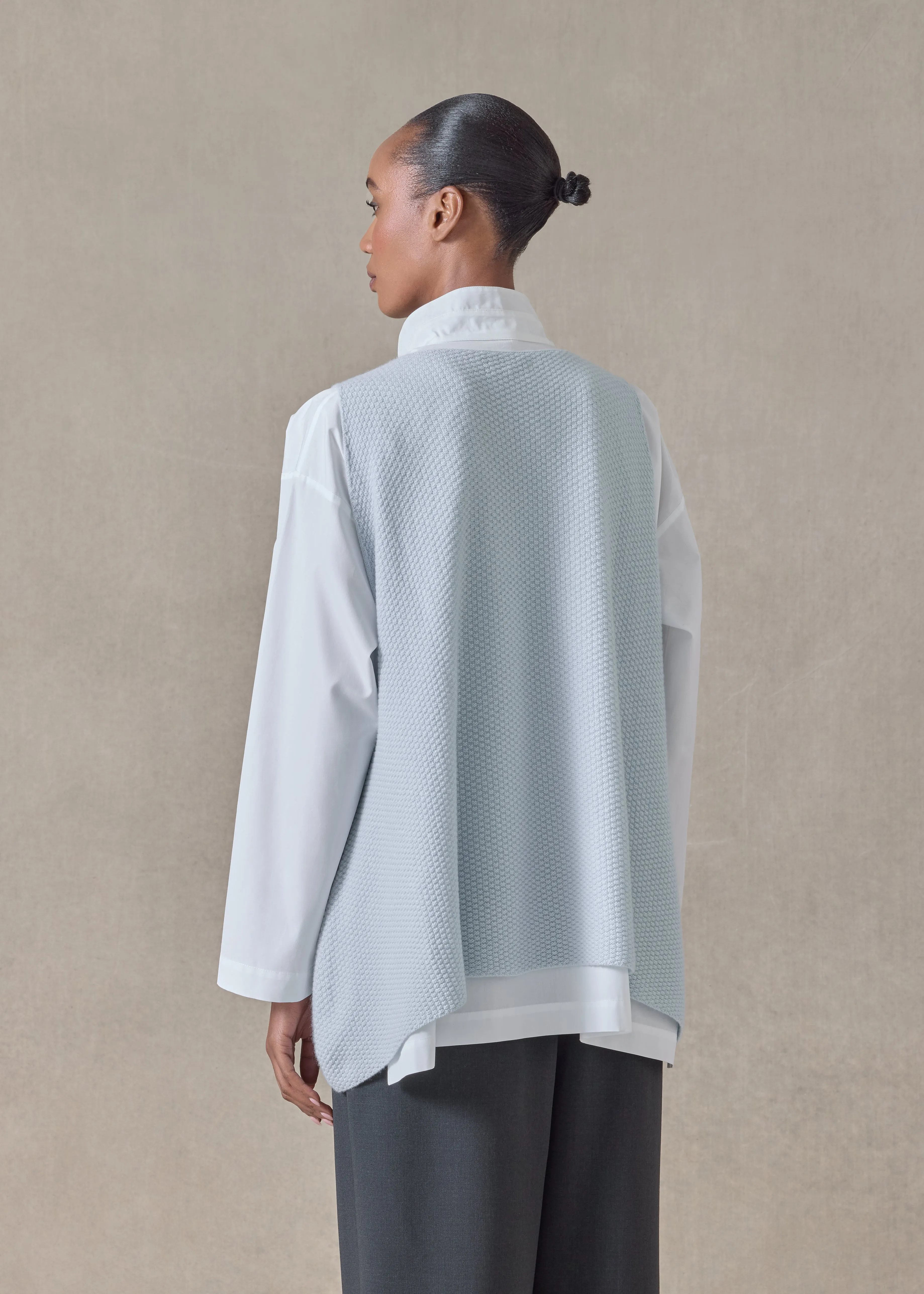 cashmere a-line sleeveless round neck - mid plus (bridgertonblue) sold by eskandar product image thumbnail 4