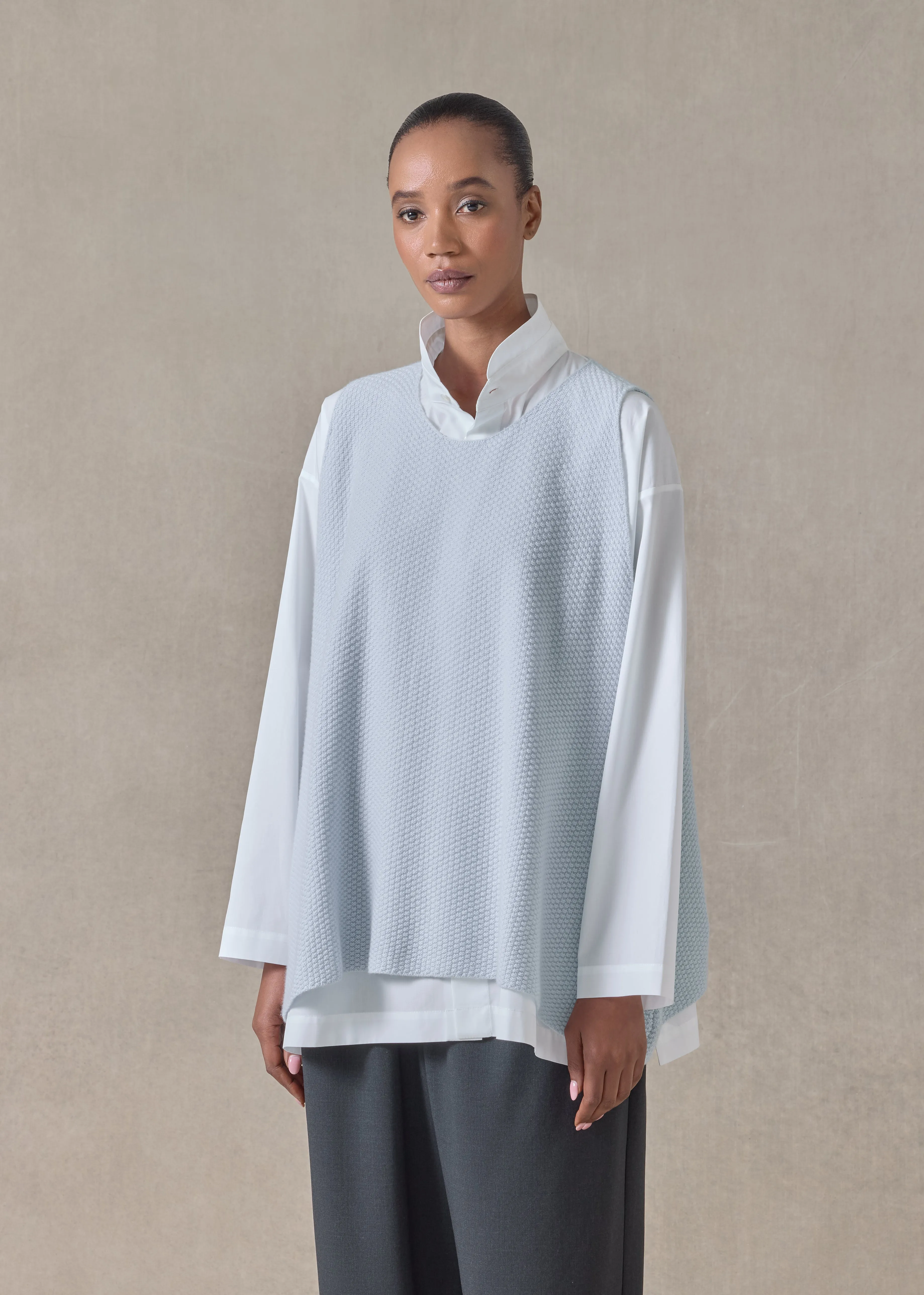cashmere a-line sleeveless round neck - mid plus (bridgertonblue) sold by eskandar product image thumbnail 2
